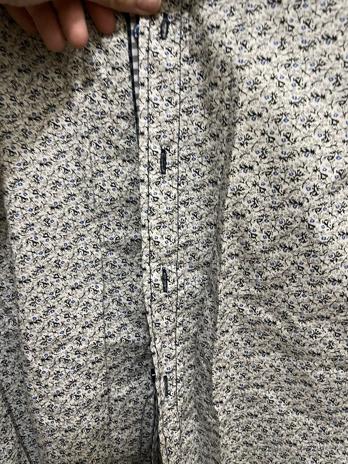 Eighth Avenue White Button Up Blue/Black Floral Pattern Size US M / EU 48-50 / 2 - 4 Thumbnail