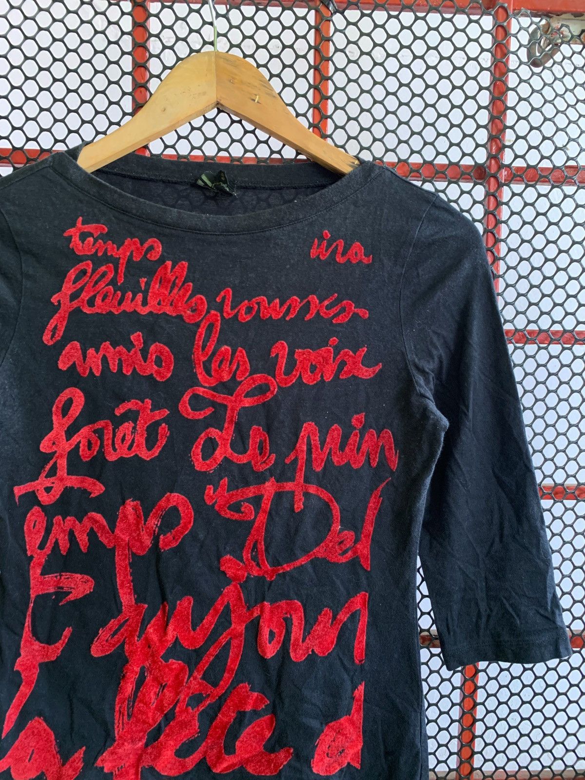 Jean Paul Gaultier 💥Final💥Jean Paul Gaultier Black Red Velvet Script Top Size XS / US 0-2 / IT 36-38 - 4 Thumbnail