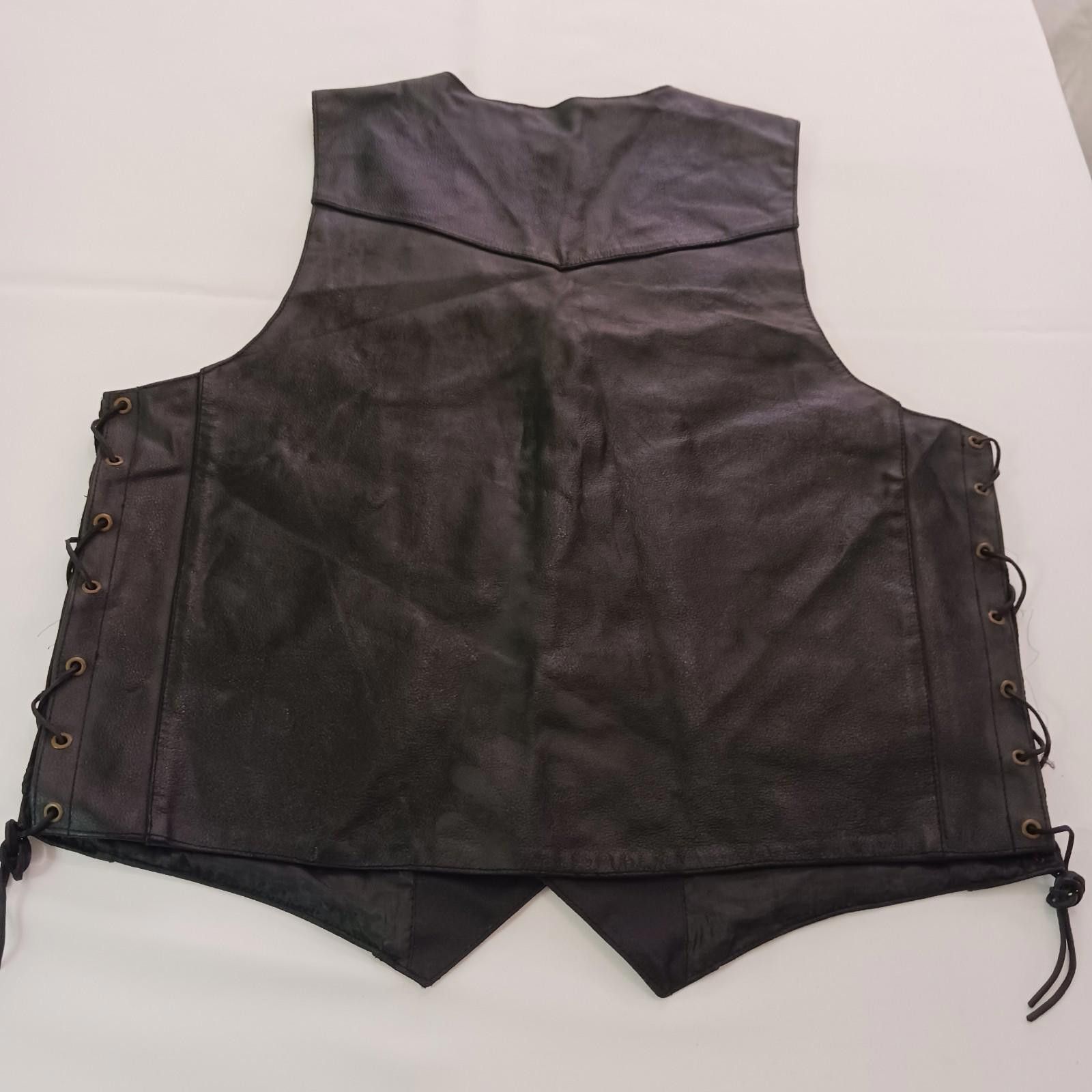 Genuine Leather Genuine Leather Men's Black Real Leather Snap Button Vest 48 Size US M / EU 48-50 / 2 - 2 Thumbnail
