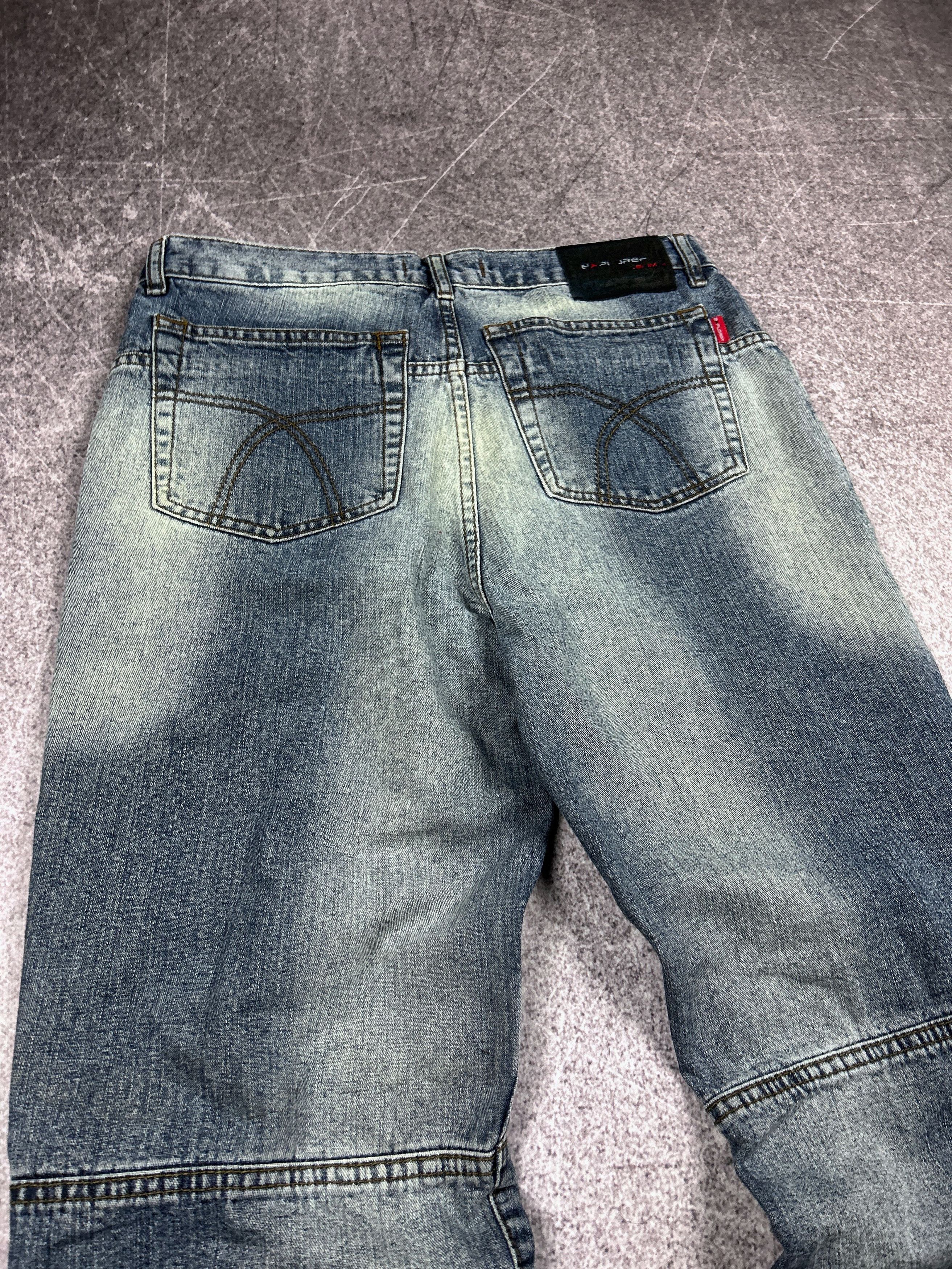 Vintage Y2K Wide Leg Panel Denim Jeans Baggy Skater Distressed Fade Size US 32 / EU 48 - 6 Thumbnail