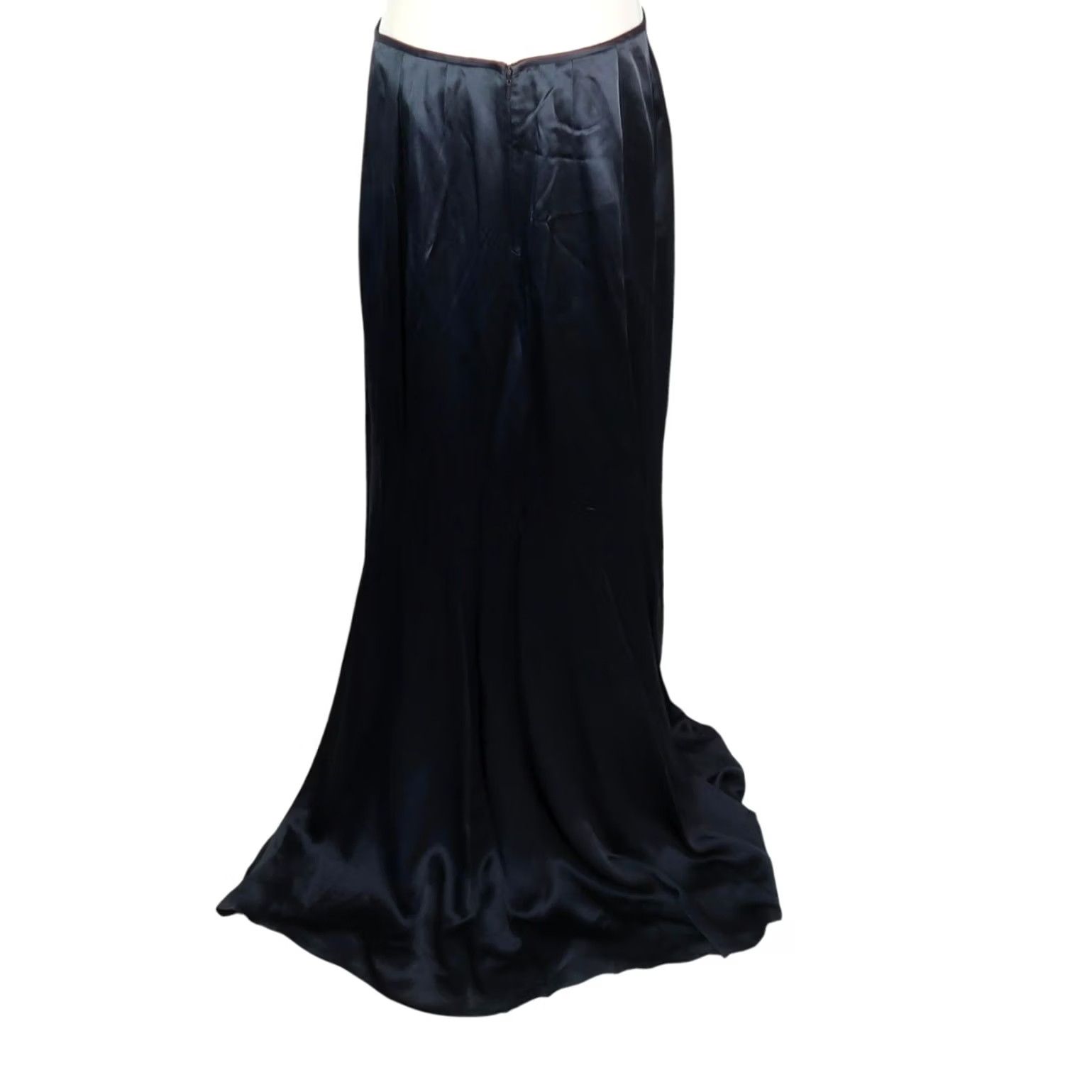 Vintage Carmen Marc Valvo Navy Blue Satin Long Formal Maxi Skirt 12 Size 34" / US 12 / IT 48 - 3 Thumbnail