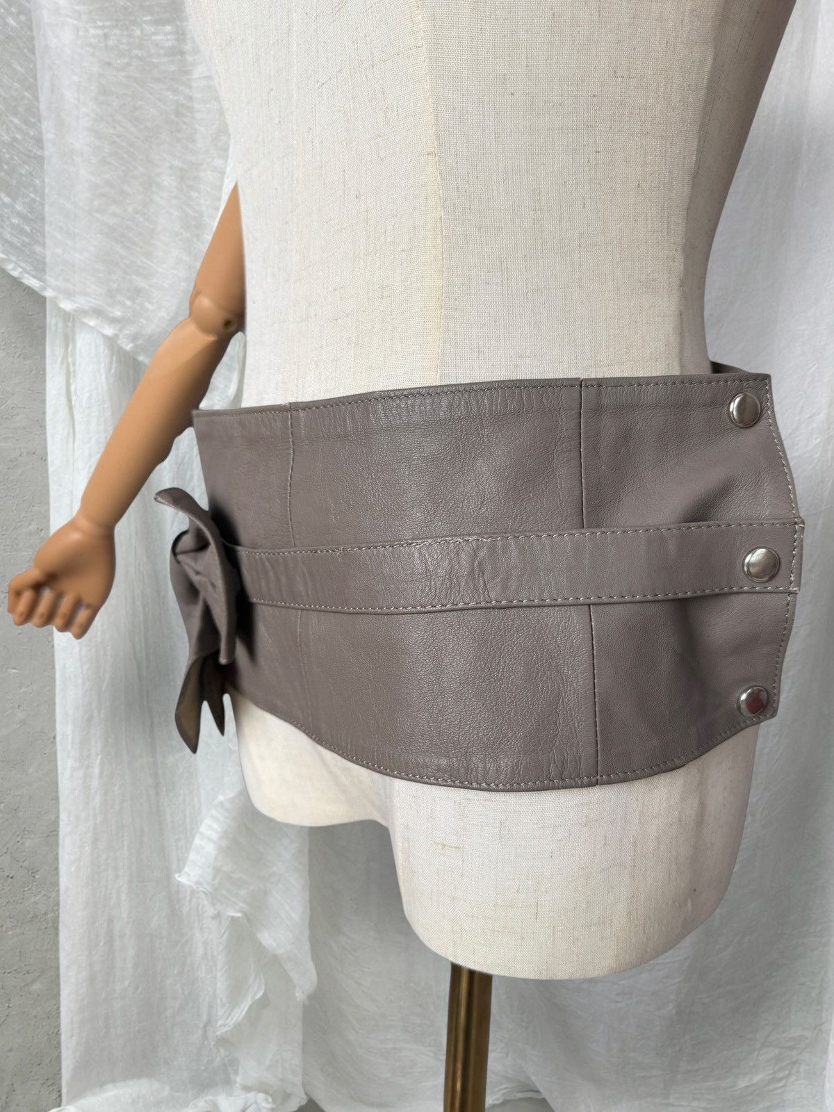 Morgan De Toi Morgan Vintage Archive Y2K Real Leather Wide Leather Belt Size ONE SIZE - 3 Thumbnail