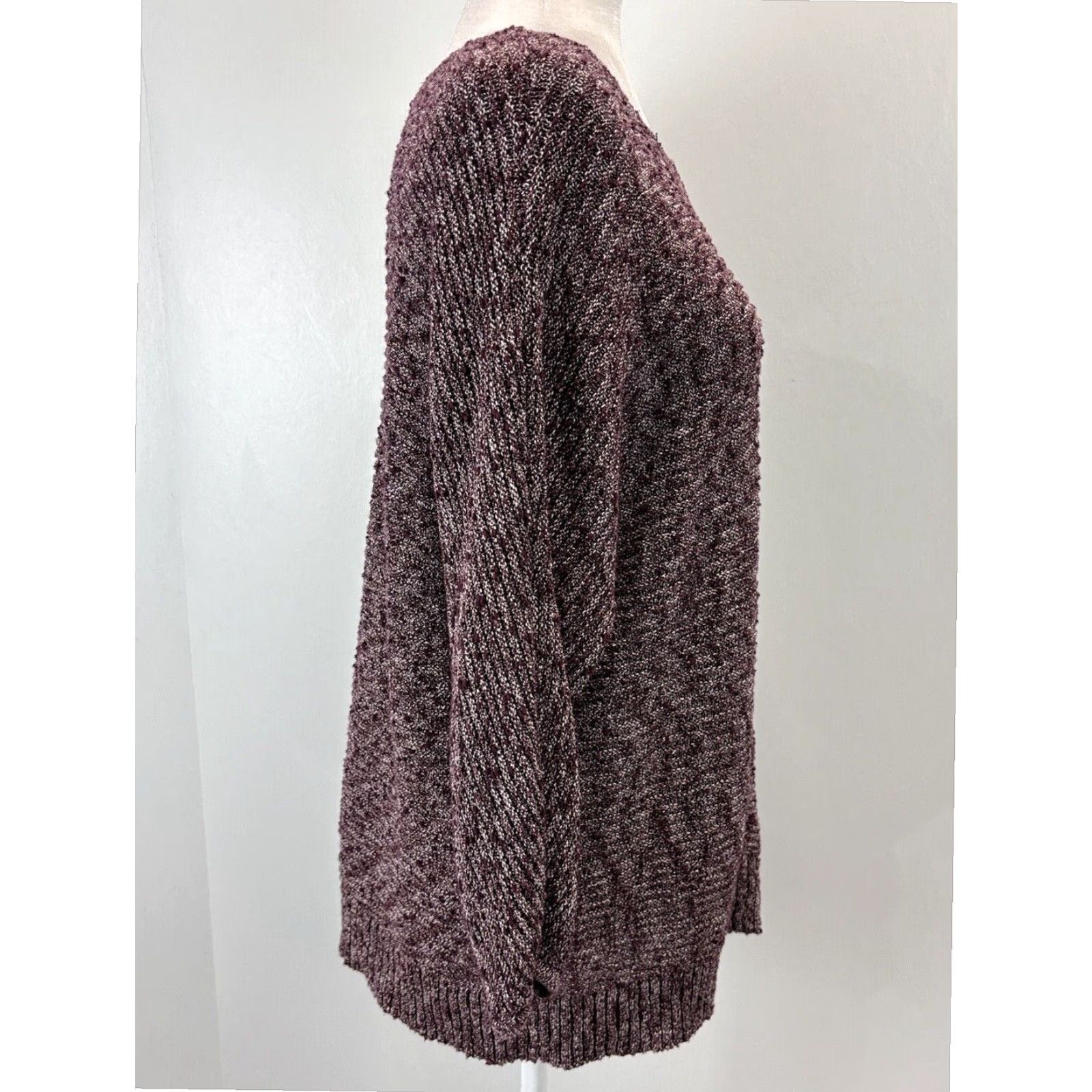 Vintage Chicos Tunic Sweater Womens XL 3/4 Sleeve Purple Burgundy Knit Shimmer Size XL / US 12-14 / IT 48-50 - 4 Thumbnail