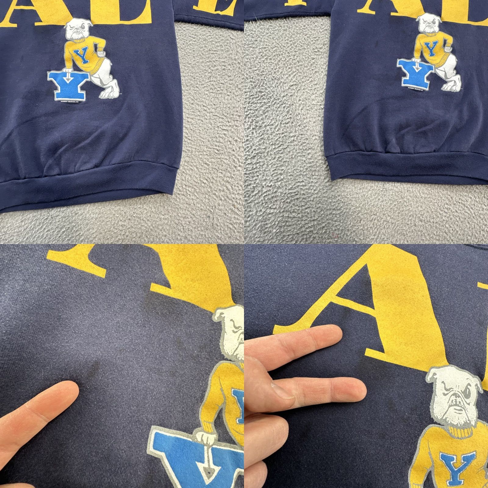 Fruit Of The Loom VINTAGE Yale Bulldogs Crewneck Sweatshirt Sz Medium Navy Blue Made In USA Size US XL / EU 56 / 4 - 8 Thumbnail