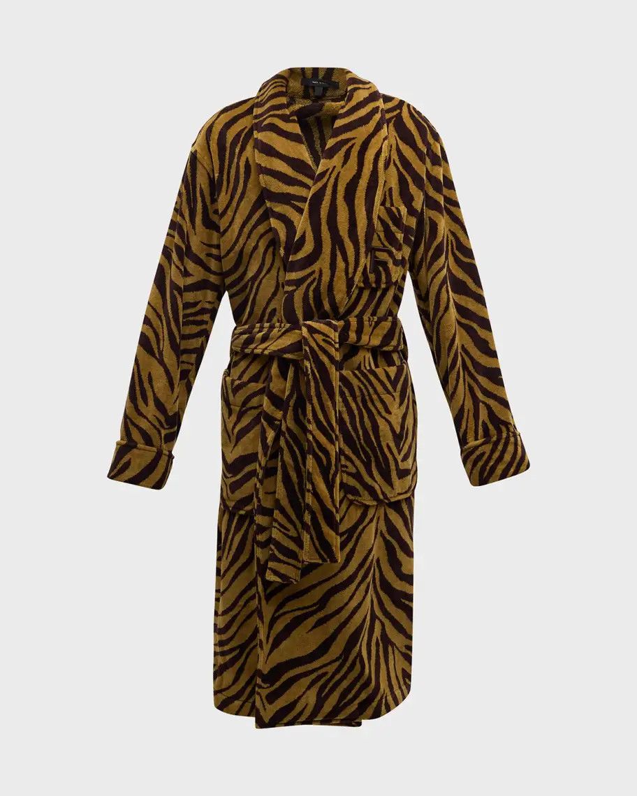 image of Tom Ford O1Loc1C0324 Rsl001 Towelling Bathrobe In Leopard, Men's (Size Small)