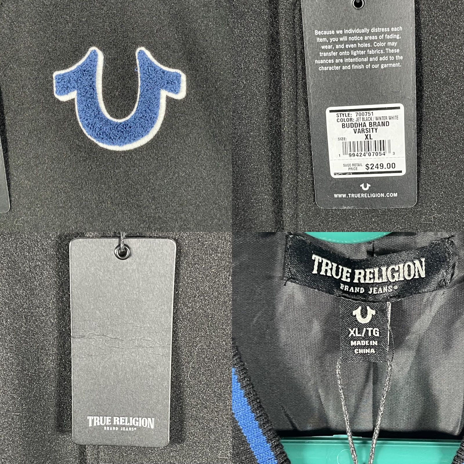 True Religion True Religion Varsity Jacket XL Black Wool Sleeves Spellout Streetwear Basketball College Sports Logo Embroidered Men XXLong? Size US XL / EU 56 / 4 - 8 Thumbnail