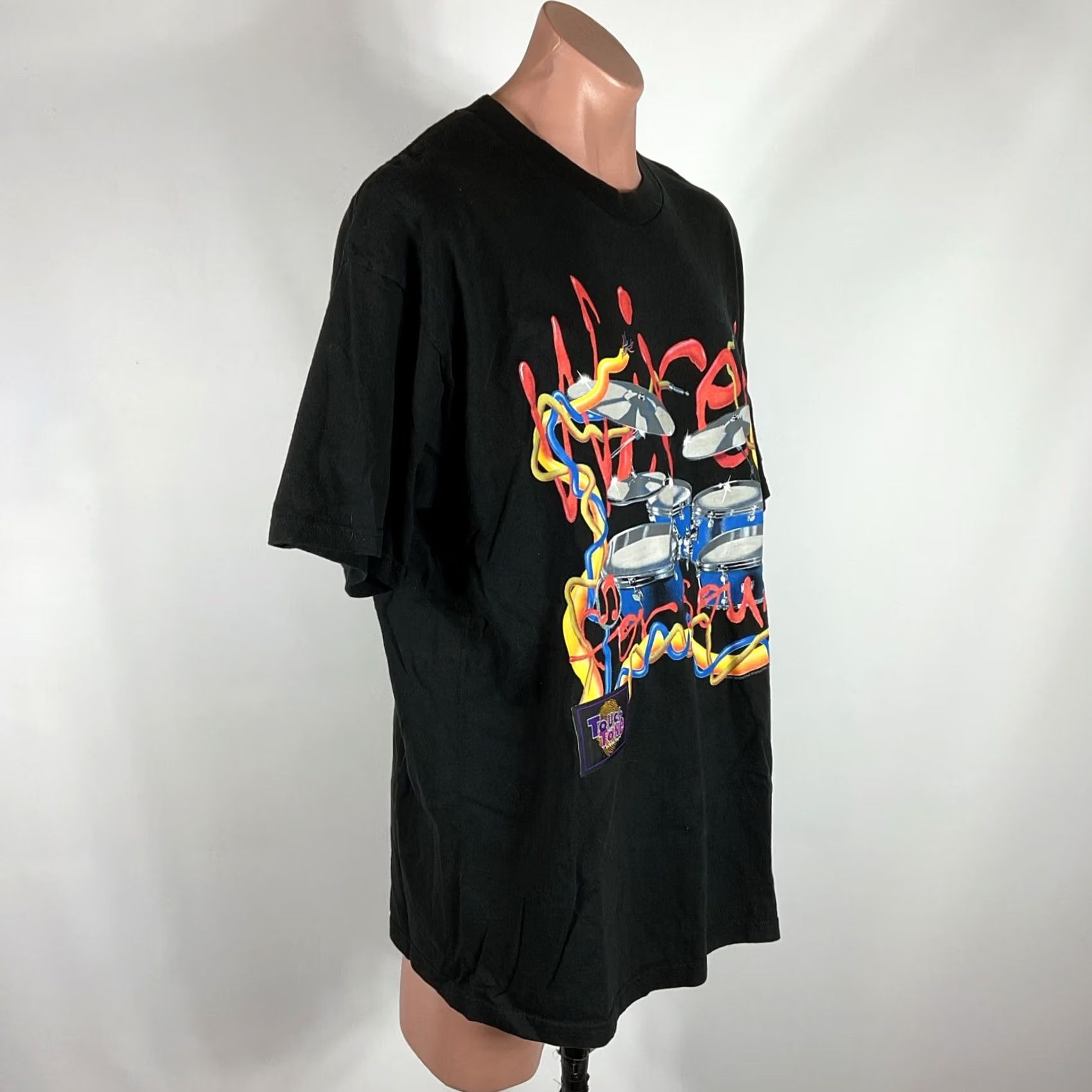 Vintage VTG 90s Wild Oats WIRED FOR SOUND drums T-Shirt Mens XL Black USA MADE Size US XL / EU 56 / 4 - 3 Thumbnail