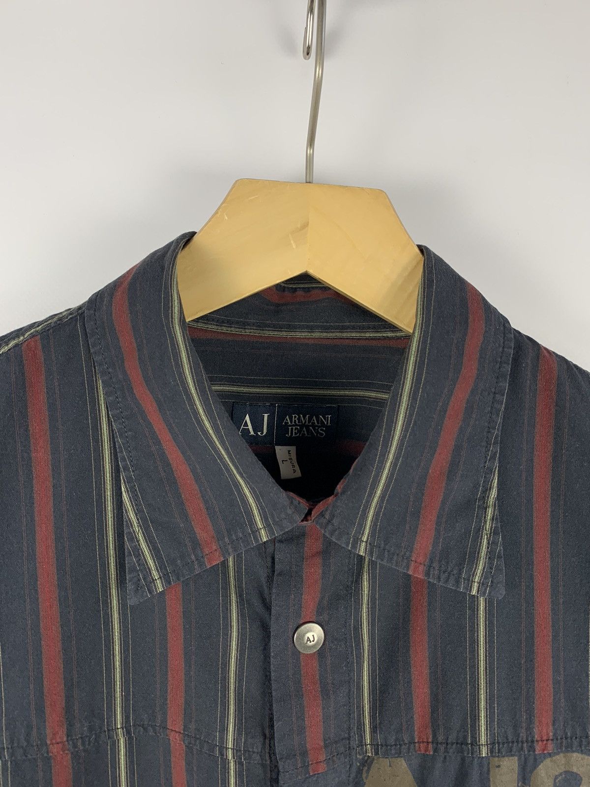 Armani Vintage Armani Jeans Striped Shirt Mens Avant-Garde Top Y2K Size US L / EU 52-54 / 3 - 6 Thumbnail