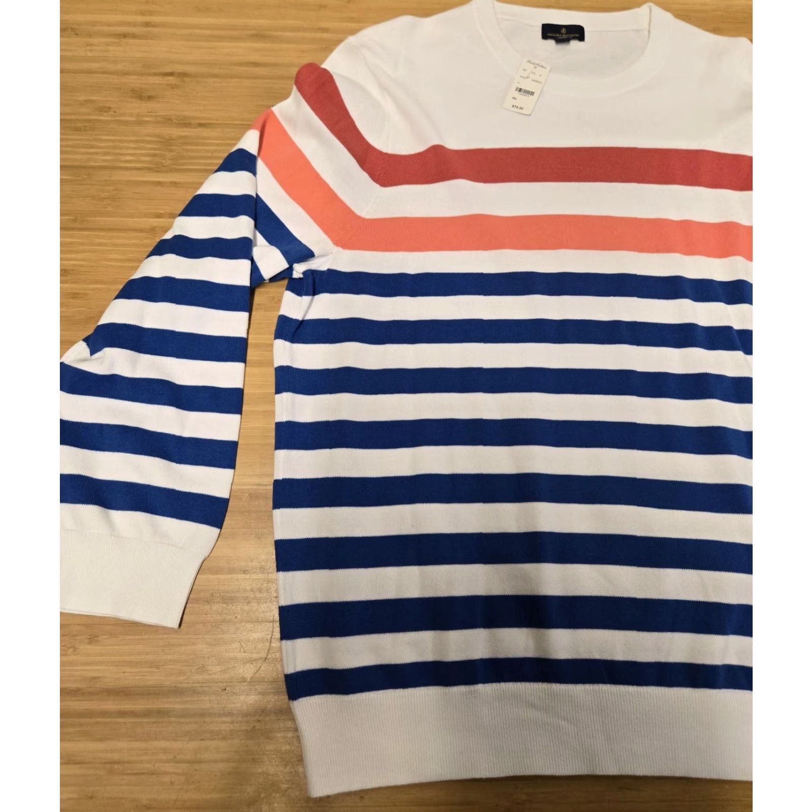 Brooks Brothers Brooks Brothers Sweater Mens 2XL White Blue Striped Crewneck Long Sleeve Knit Size US XXL / EU 58 / 5 - 3 Thumbnail