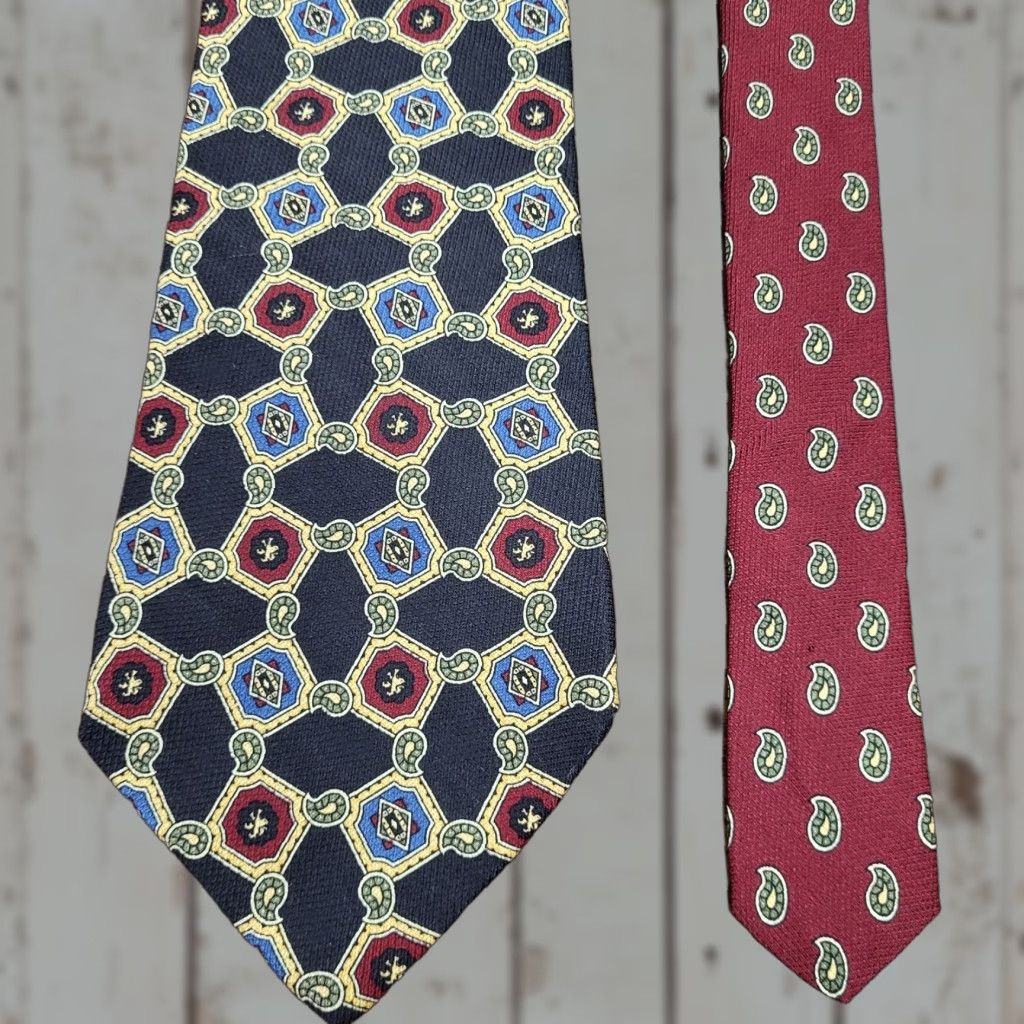 Tommy Hilfiger Tommy Hilfiger Tie Men's Neck Red Blue Gold Geometric 100% Italian Silk Made USA Classic 57"-60" Multicolor Silk Size ONE SIZE - 1 Thumbnail