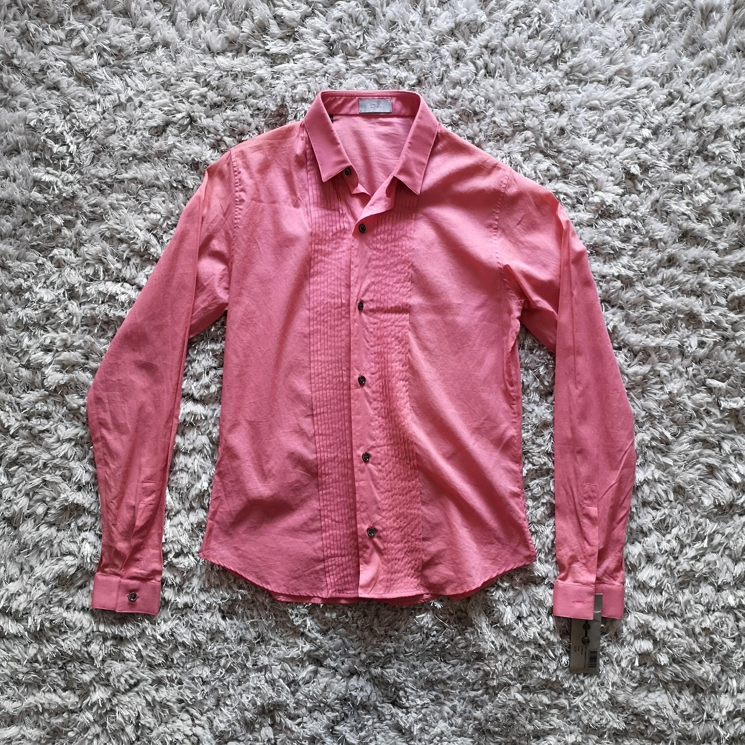 Dior × Hedi Slimane Dior Homme SS05 Pink Pleated Runway Button-Up