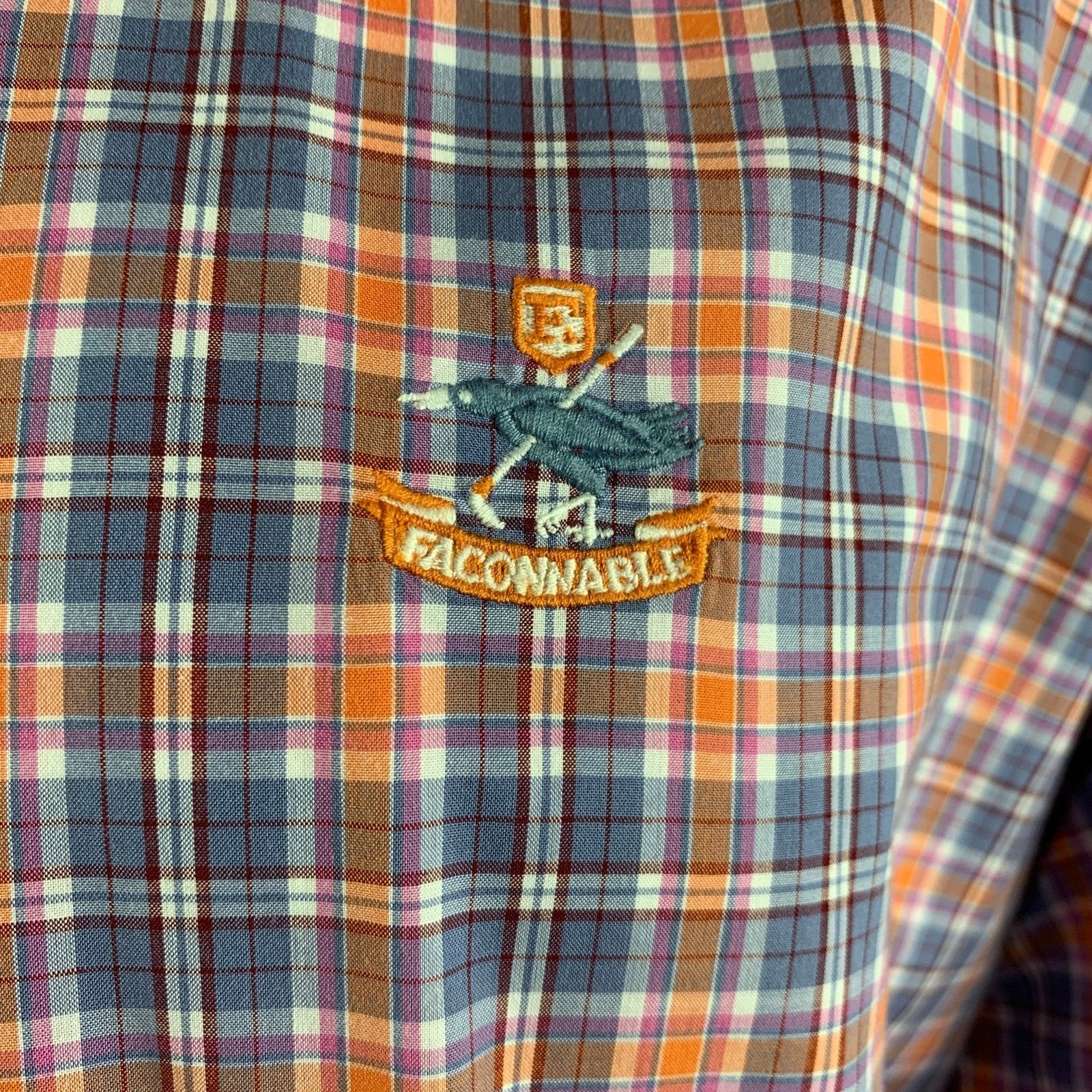 Faconnable FACONNABLE purple Orange Checkered Cotton Long Sleeve Shirt Size US XXL / EU 58 / 5 - 2 Thumbnail