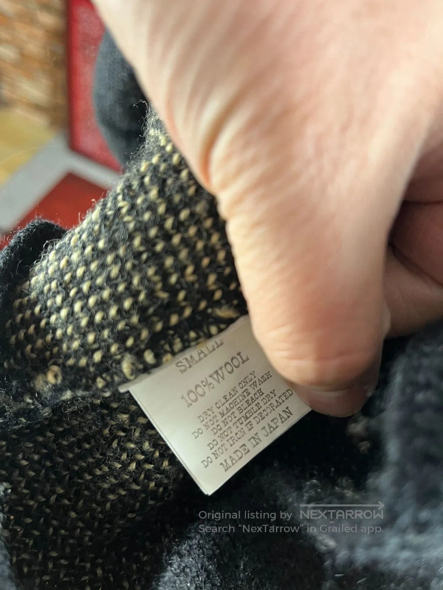 Japanese Brand Classic Black V-Neck Sweater with Cream Accent. Size US S / EU 44-46 / 1 - 3 Thumbnail