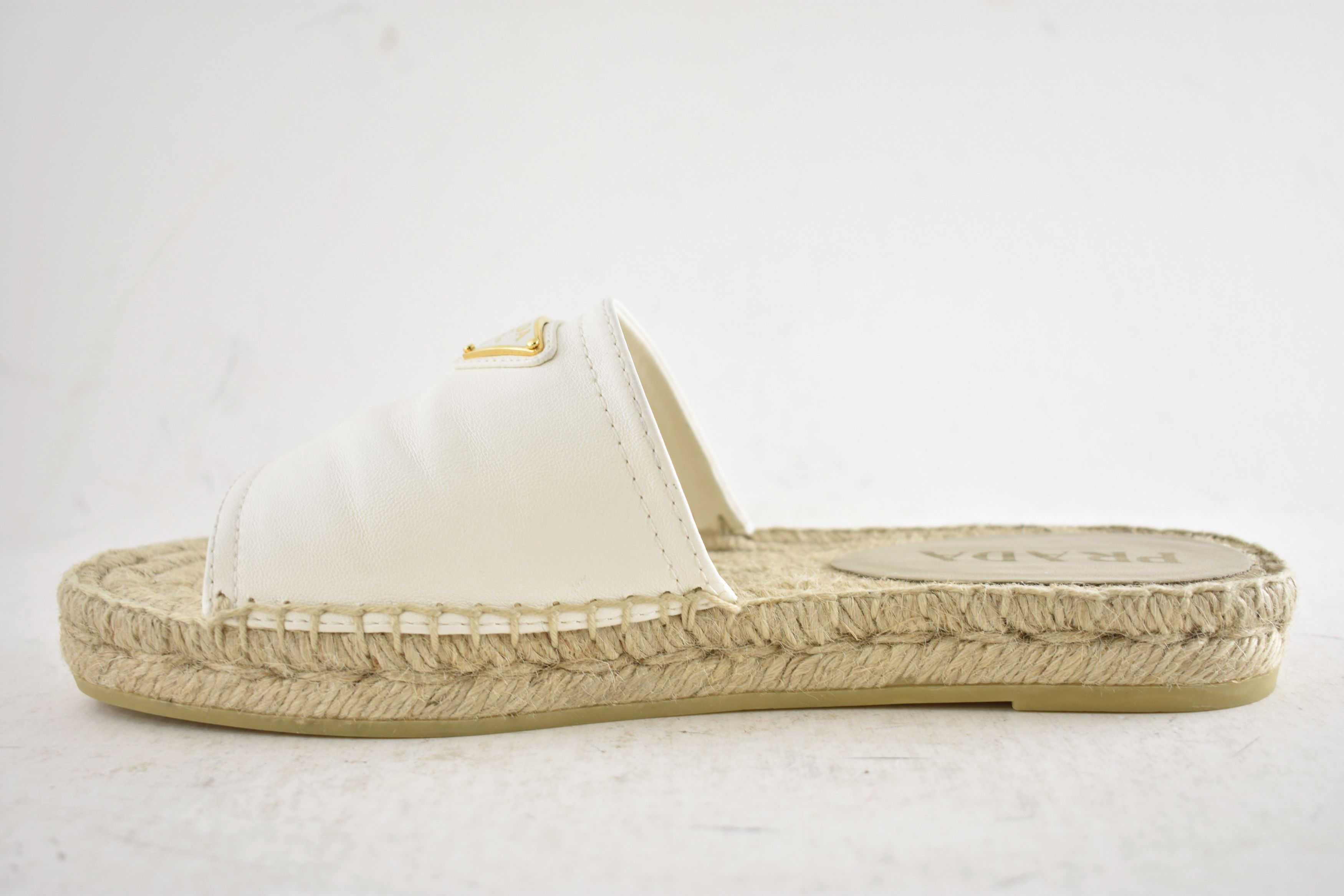 Prada Prada Triangle Logo Leather Espadrille Slide Sandal Flat 37 Size US 7 / IT 37 - 13 Thumbnail