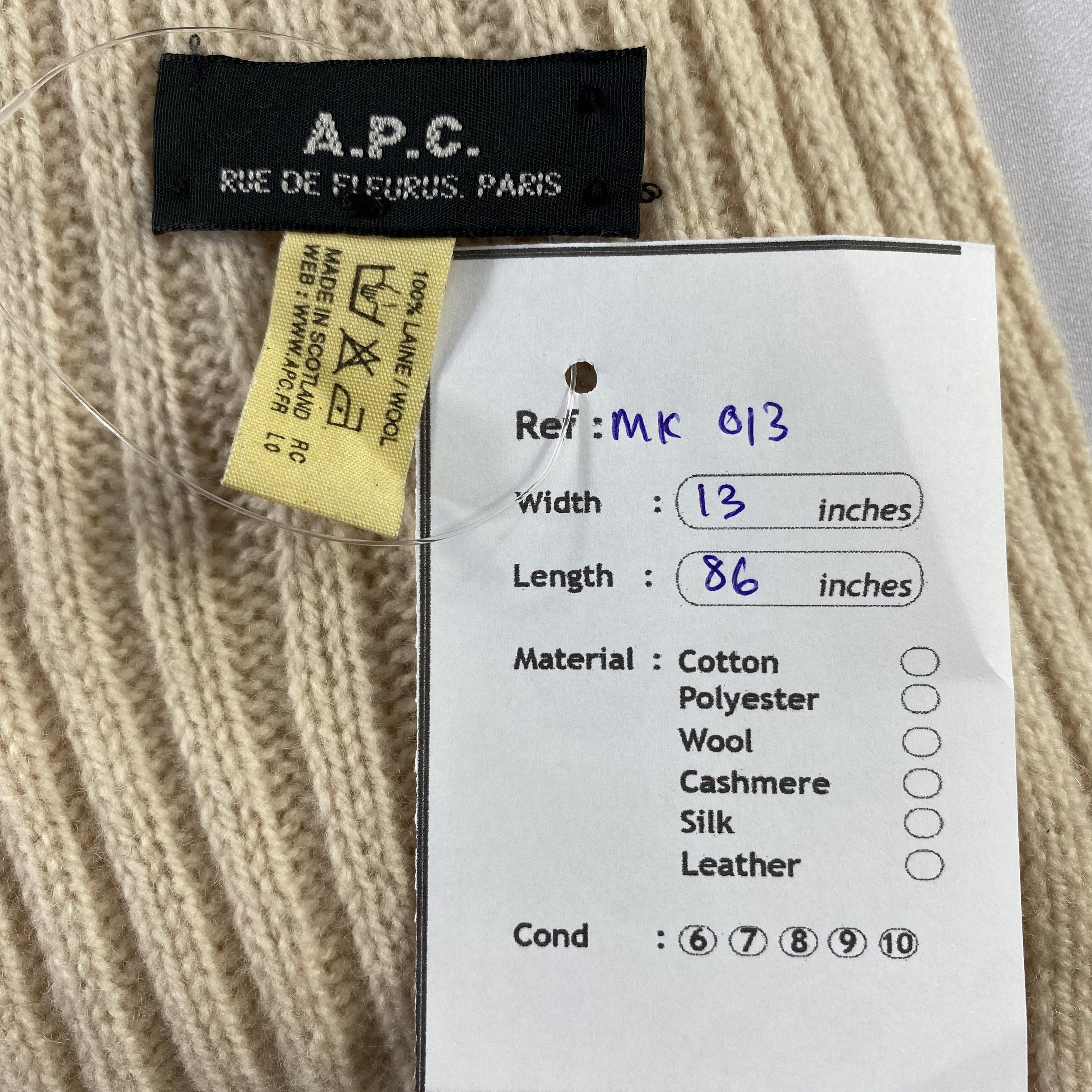 A.P.C. A.P.C. Knit Scarf Neck Wrap Wool Muffler Size ONE SIZE - 6 Thumbnail