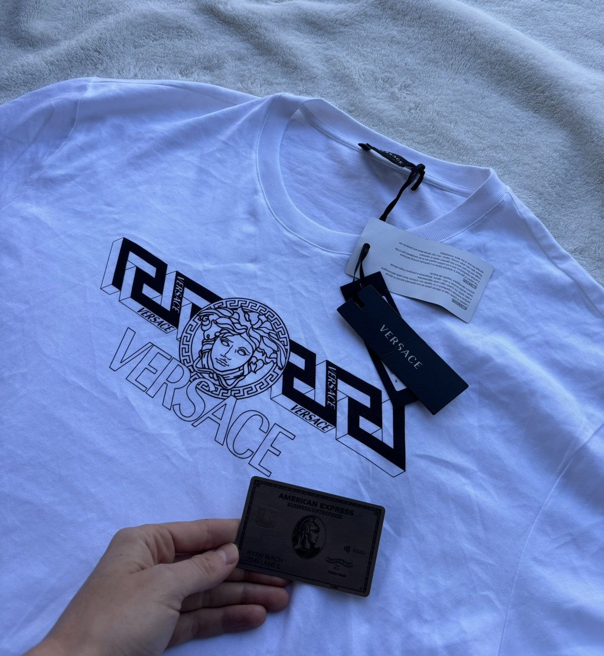 Versace Versace White Greca / Medusa Head Tee Size US XL / EU 56 / 4 - 2 Thumbnail