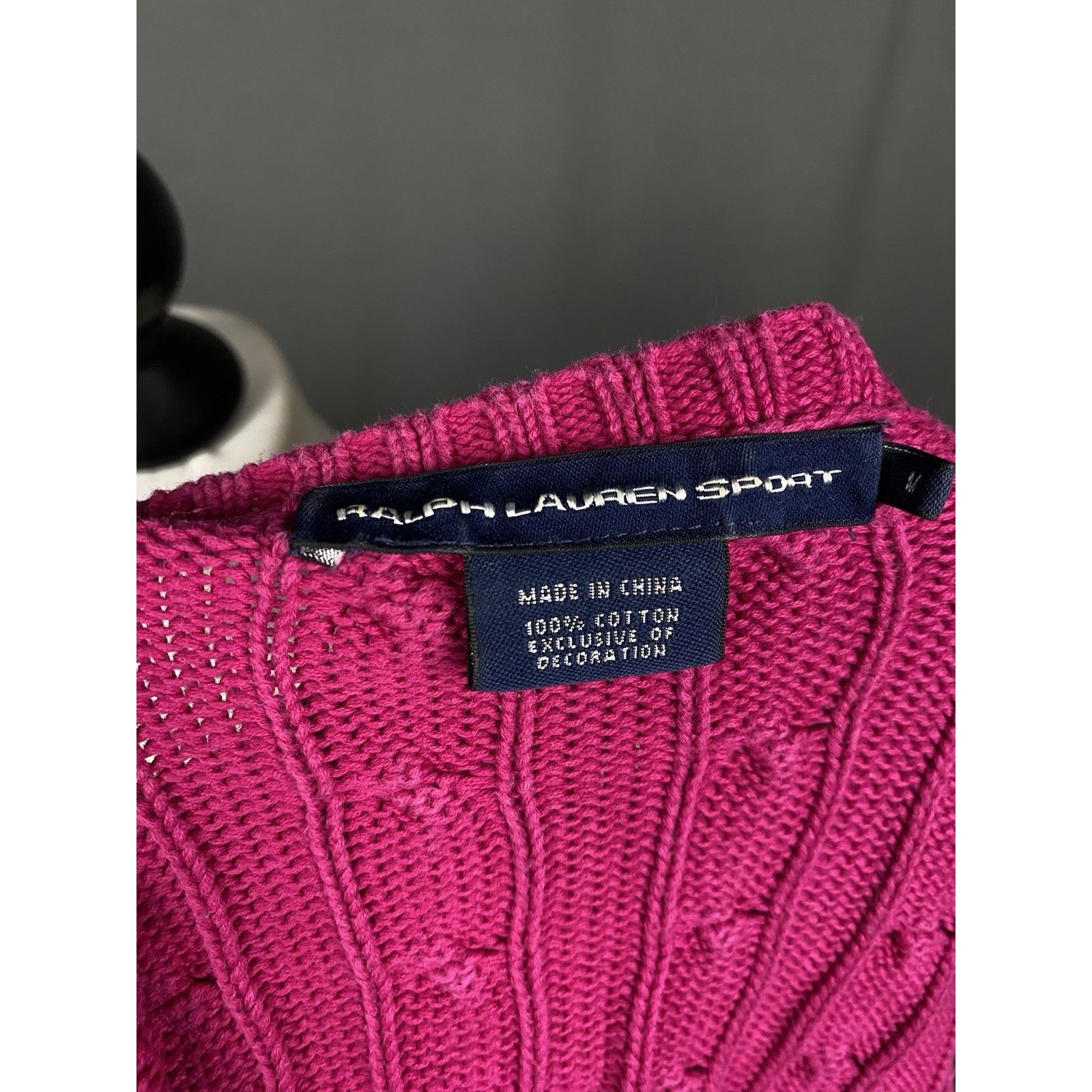 Ralph Lauren Sport Ralph Lauren Small Logo Women's Pink Cable Knitted V-Neck Sw Size M / US 6-8 / IT 42-44 - 9 Thumbnail