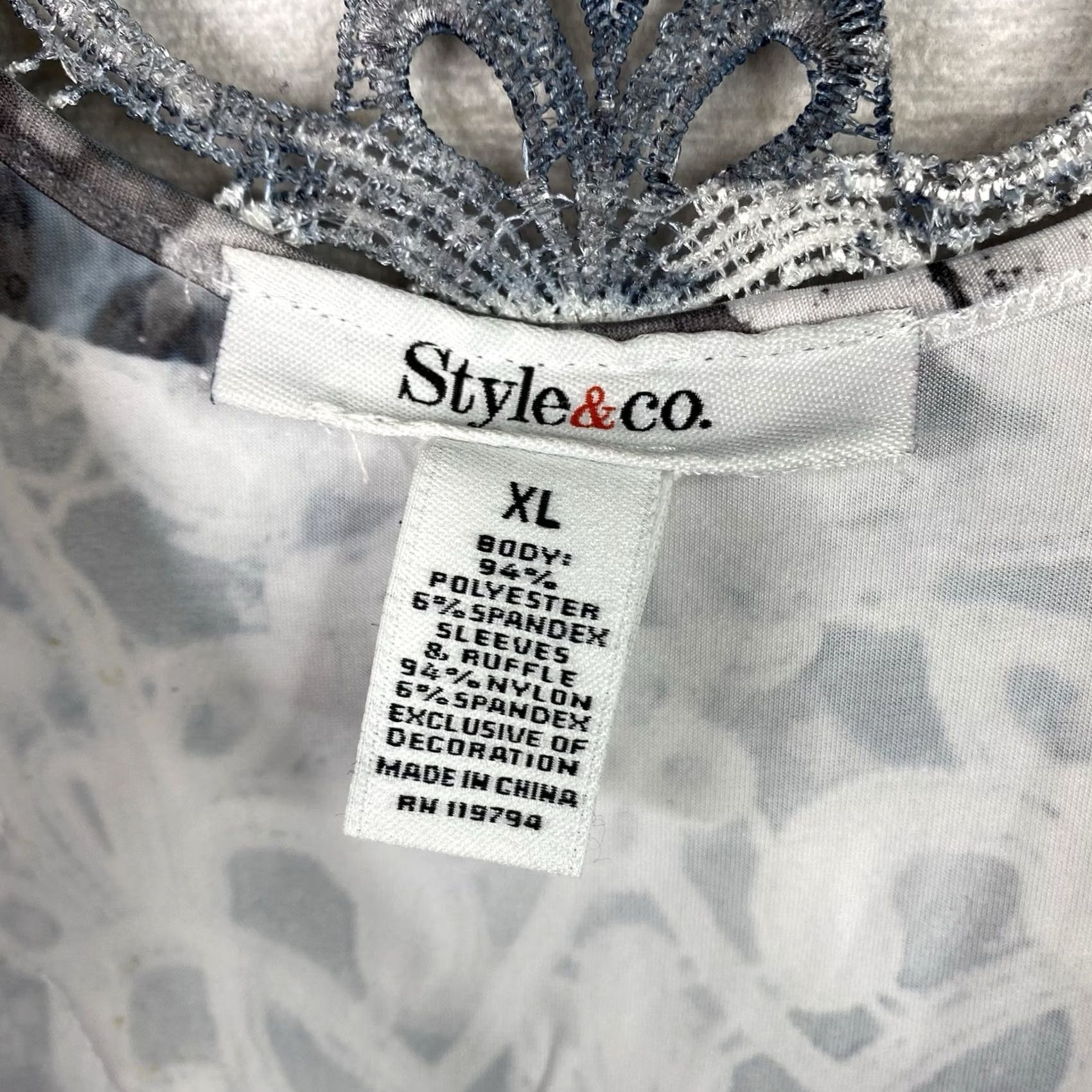 Style & Co Style&co Top Womens XL Multicolor Tie Dye Ruffle Studded Overlay Jersey Cap Sleeve Pullover Casual Shirt Womens XL Size XL / US 12-14 / IT 48-50 - 7 Thumbnail