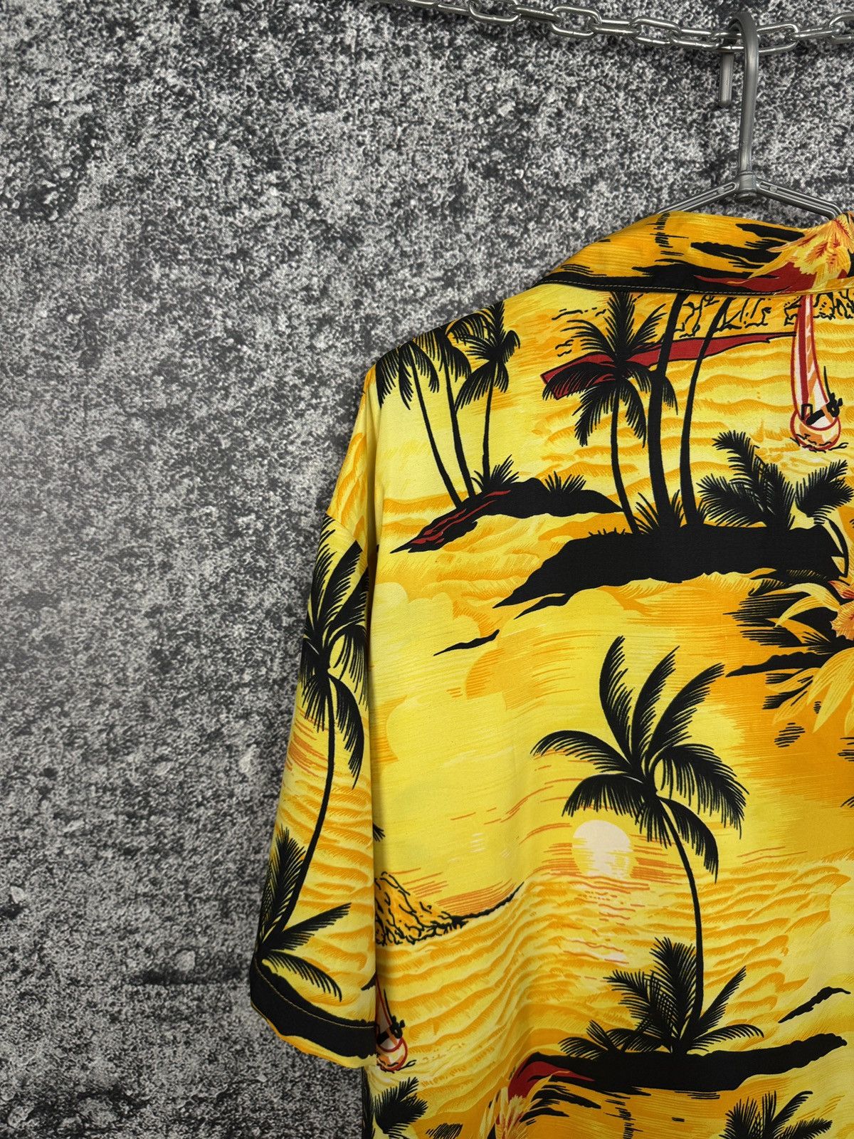 Vintage Hawaiian Shirt Tropical Sunset Palm Tree Aloha Camp Collar Size US XXL / EU 58 / 5 - 11 Thumbnail