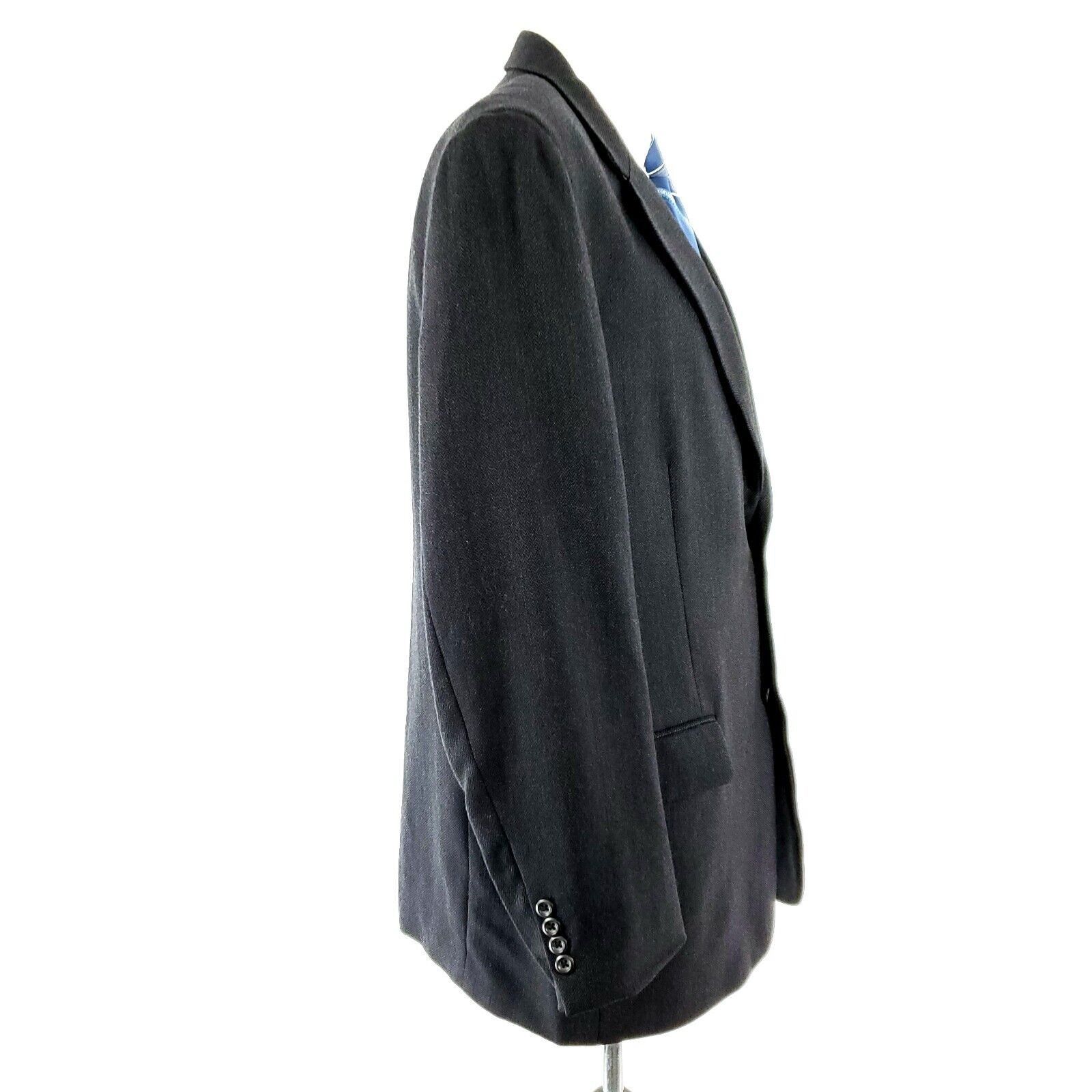 Pronto Uomo Pronto Uomo 100% Lambswool Tweed 2 Button Sport Coat 42L Gra Size 42L - 6 Thumbnail