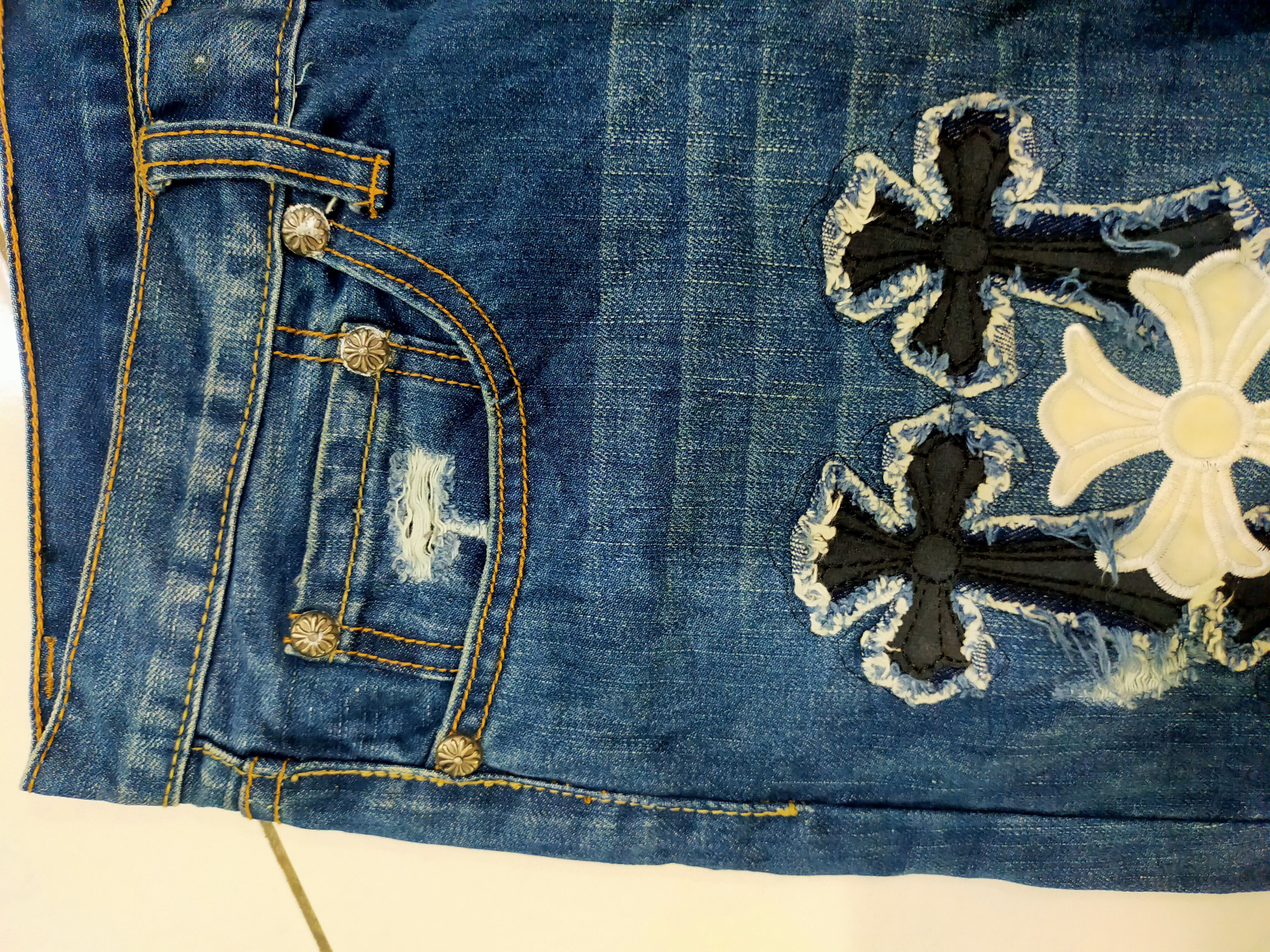 If Six Was Nine 🔥 RARE!! EMBROIDERY PATCHES CROSS DENIM PANTS Size US 33 - 5 Thumbnail