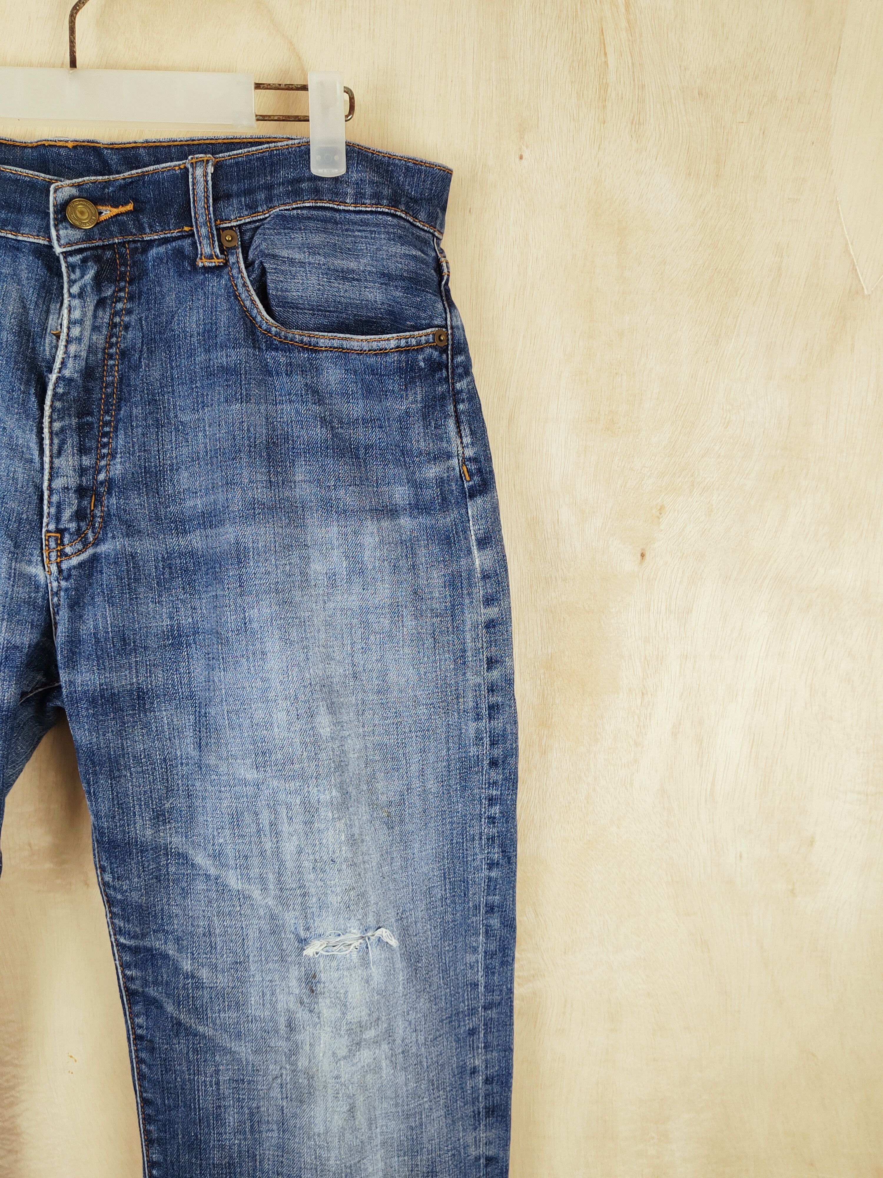 Japanese Brand Japanese Brand Blue Faded Distressed Ripped Jeans #S2500 Size US 33 - 6 Thumbnail