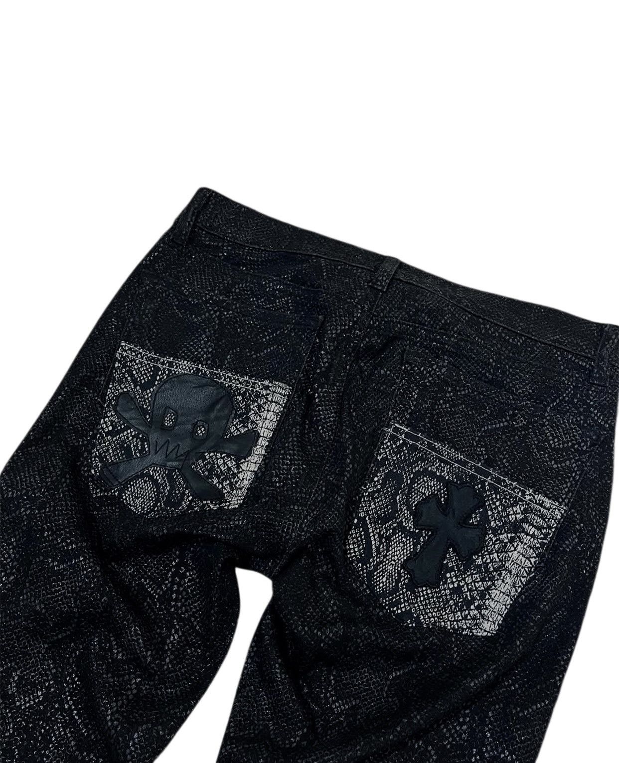 If Six Was Nine 2000's Snakeskin Laced Up Chain Custom Flared Pants Size US 28 / EU 44 - 4 Thumbnail