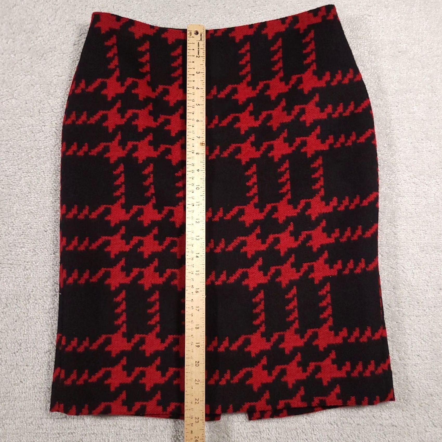 Talbots Talbots Skirt Womens 6 Red Houndstooth Wool Blend Pencil Lined Career Work Size 28" / US 6 / IT 42 - 7 Thumbnail