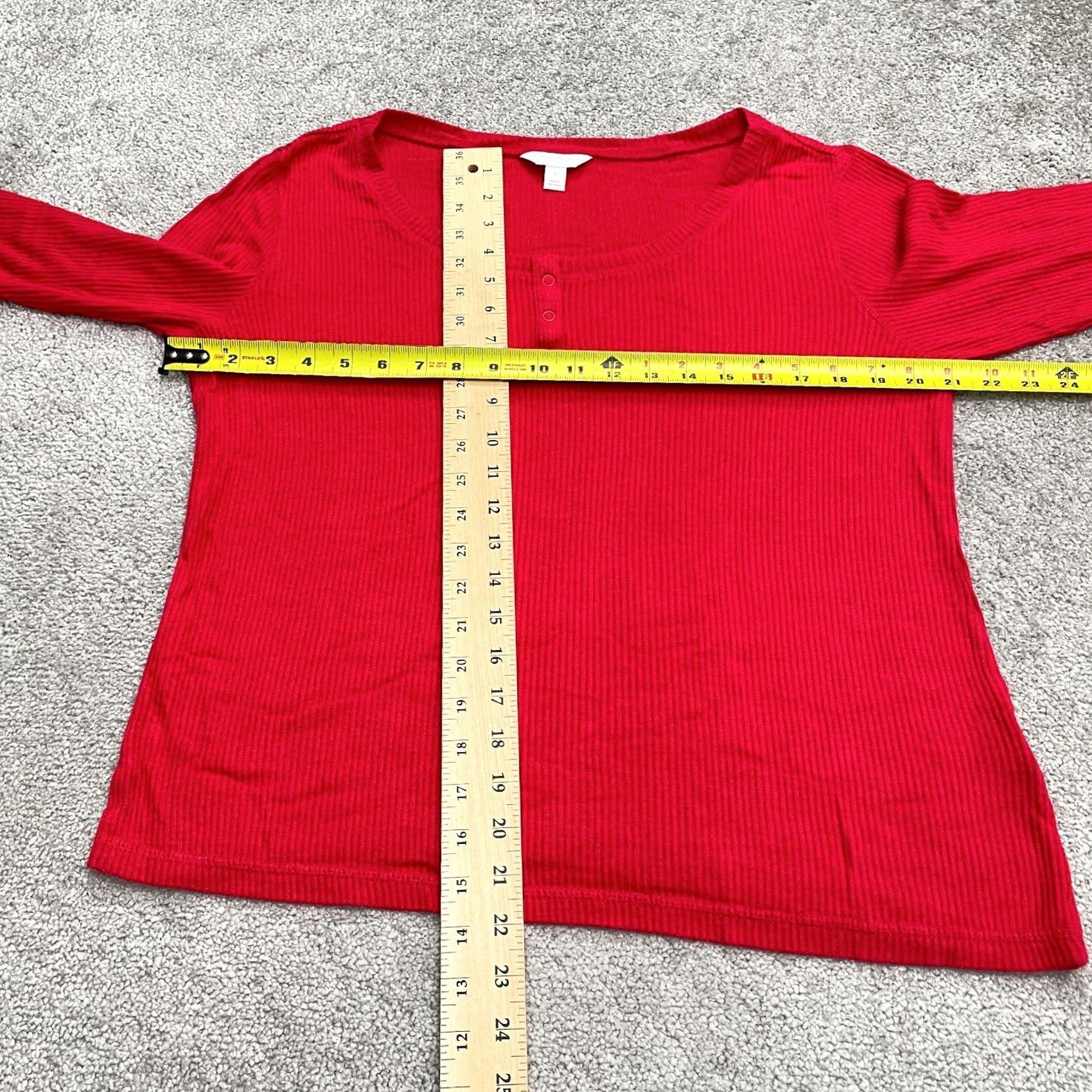 Charter Club Charter Club Shirt Womens L Red Knit Long Sleeve Henley Button Front Blouse Classic Size L / US 10 / IT 46 - 7 Thumbnail