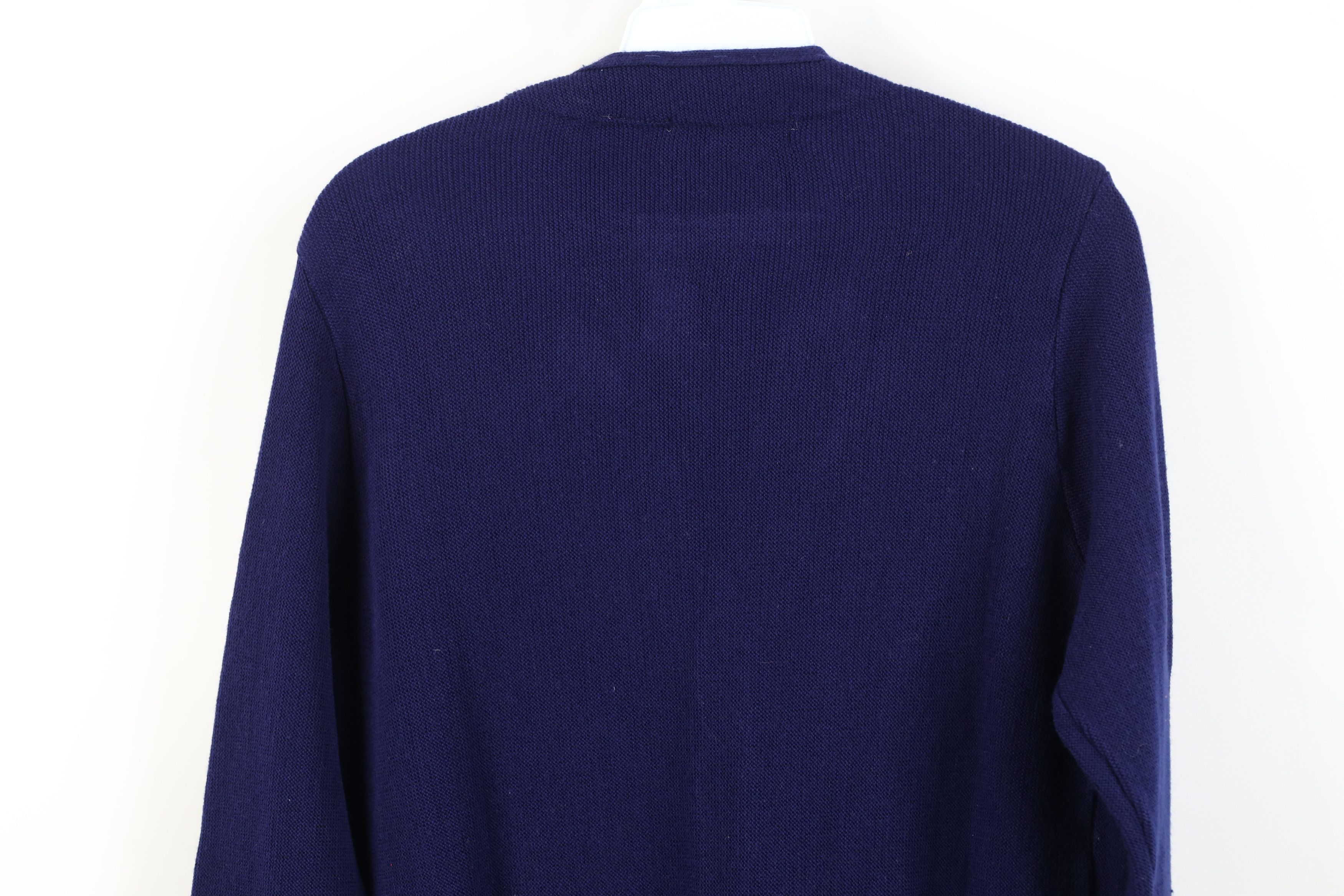Vintage Vintage 70s Streetwear Blank Knit Cardigan Sweater Blue Size L / US 10 / IT 46 - 13 Thumbnail