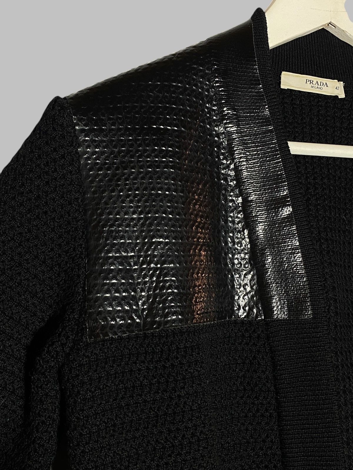 Prada Prada 2010 Wool Knit Cardigan With Polyurethane Details Size M / US 6-8 / IT 42-44 - 4 Thumbnail