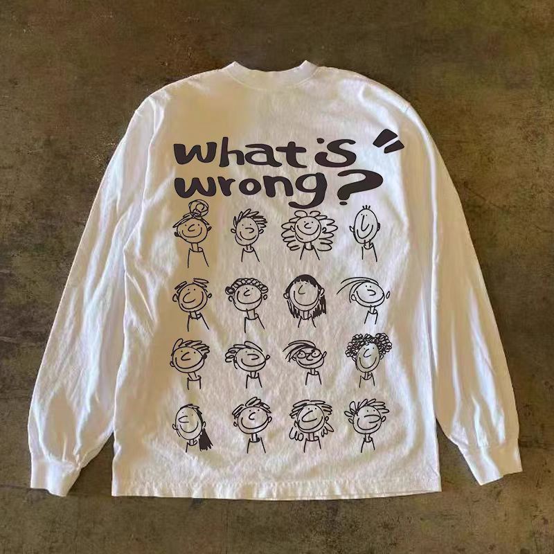 Vintage White retro cartoon print long-sleeved t-shirt Size US M / EU 48-50 / 2 - 1 Thumbnail