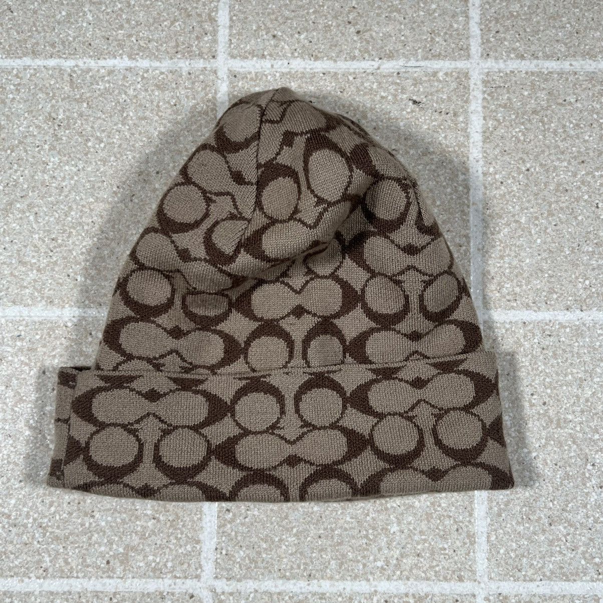 Coach Coach Signature C Knit Beanie Hat Brown Lana Wool Unisex Size ONE SIZE - 2 Thumbnail