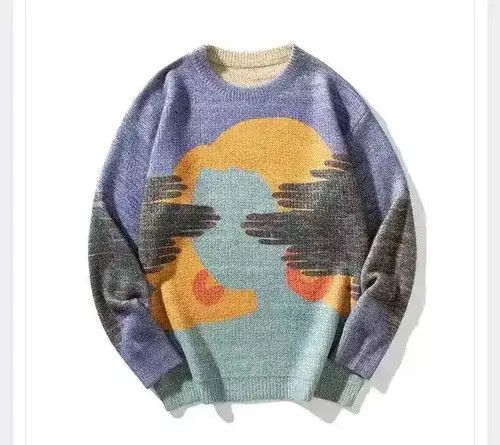 Japanese Brand × Vintage punk sweater with face print Size US L / EU 52-54 / 3 - 4 Thumbnail