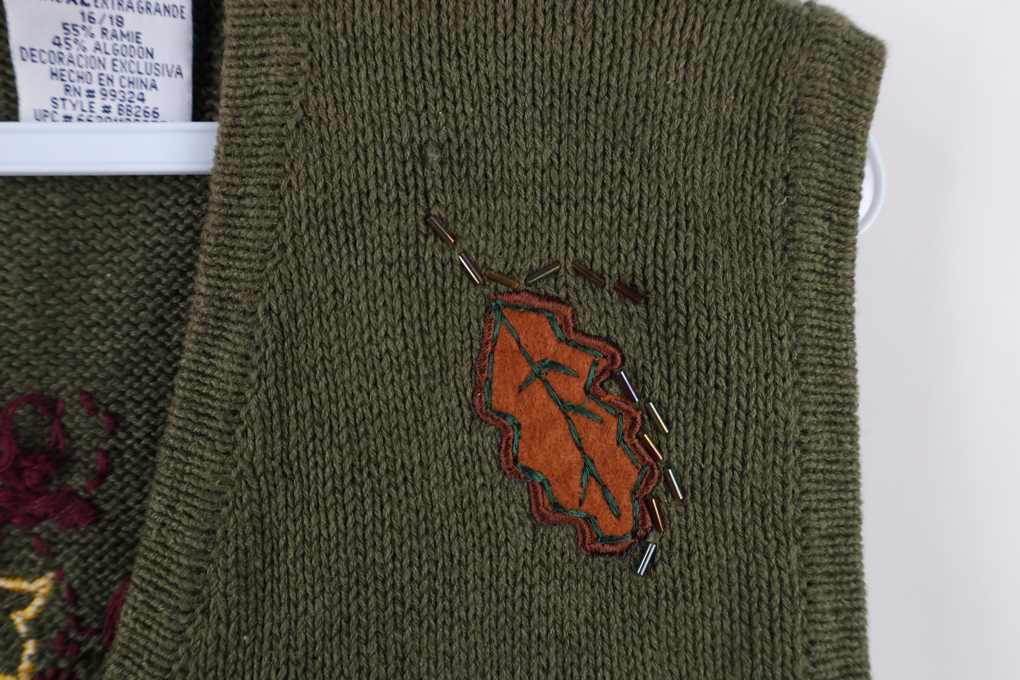 Vintage Vintage 90s Streetwear Flower Knit Cardigan Sweater Vest Size XL / US 12-14 / IT 48-50 - 4 Thumbnail