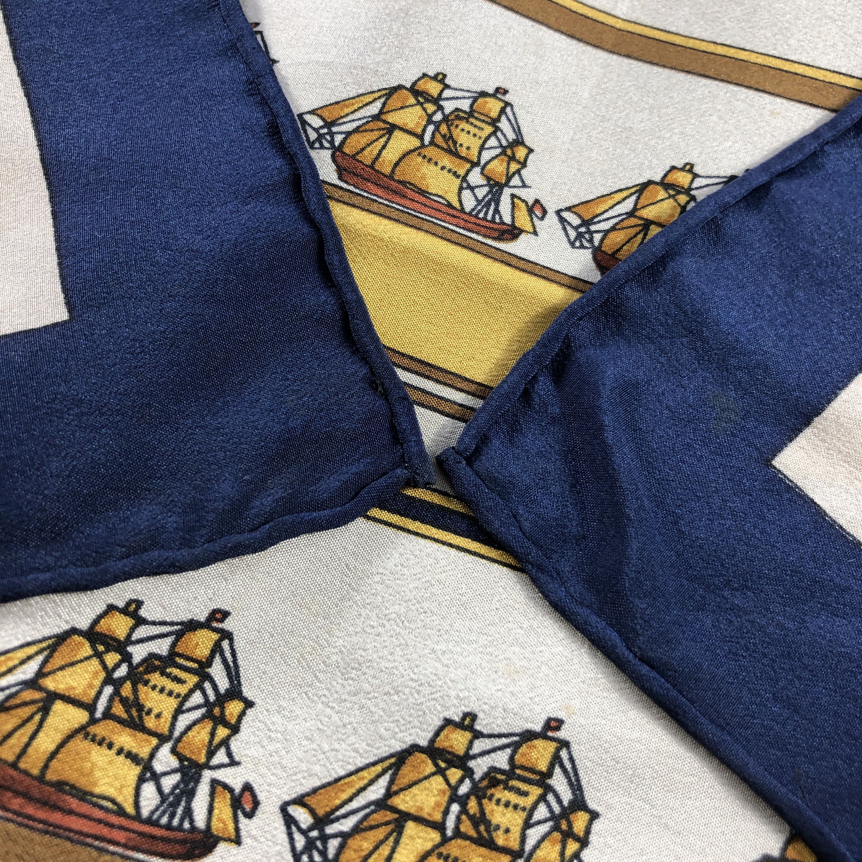 Vintage New England Forces Ships Silk Scarf M1377 Size ONE SIZE - 7 Thumbnail