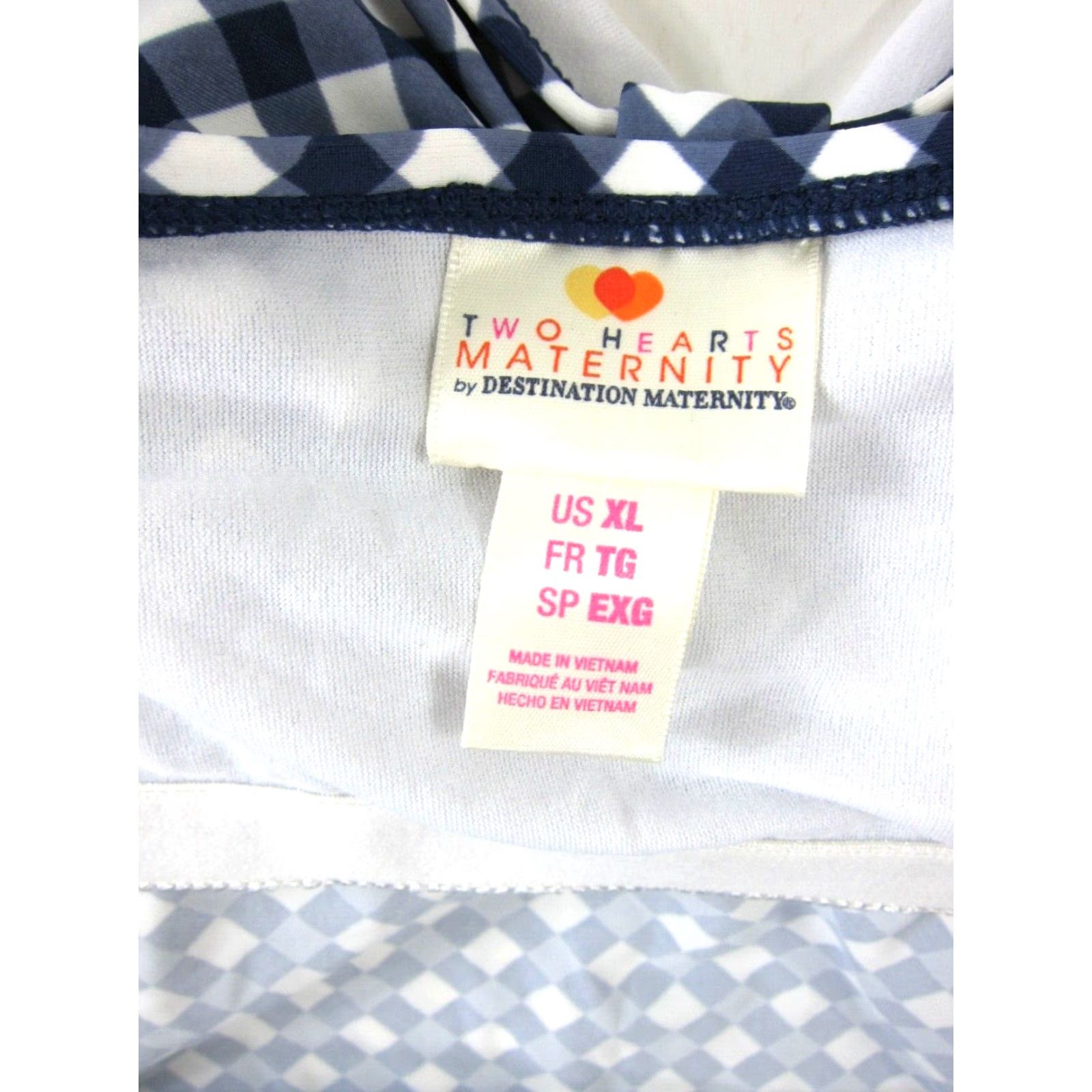 Vintage VINTAGE Two Hearts Maternity Pregnancy Blue White Plaid Built In Bra Swim Tankini Top XL Size XL / US 12-14 / IT 48-50 - 3 Thumbnail