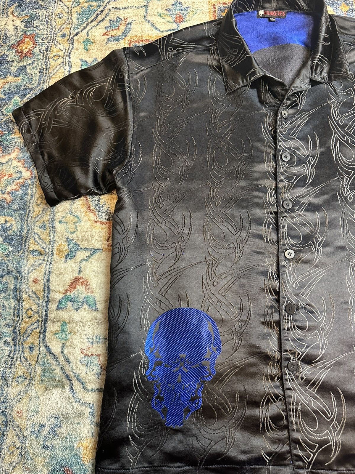 Vintage Vintage Y2K Snake Eyes Skull All Over Print Button-up Shirt Size US XL / EU 56 / 4 - 4 Thumbnail