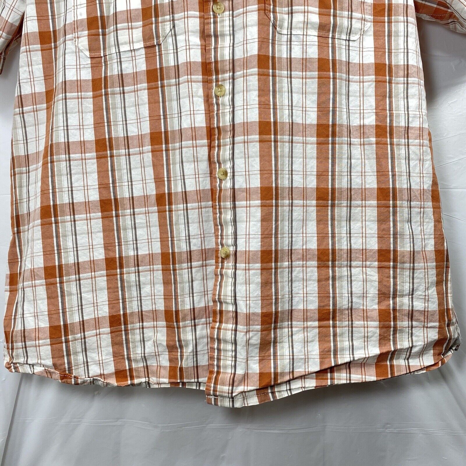 Timberland Timberland Large Orange White Plaid Button Front Shirt Size US L / EU 52-54 / 3 - 5 Thumbnail