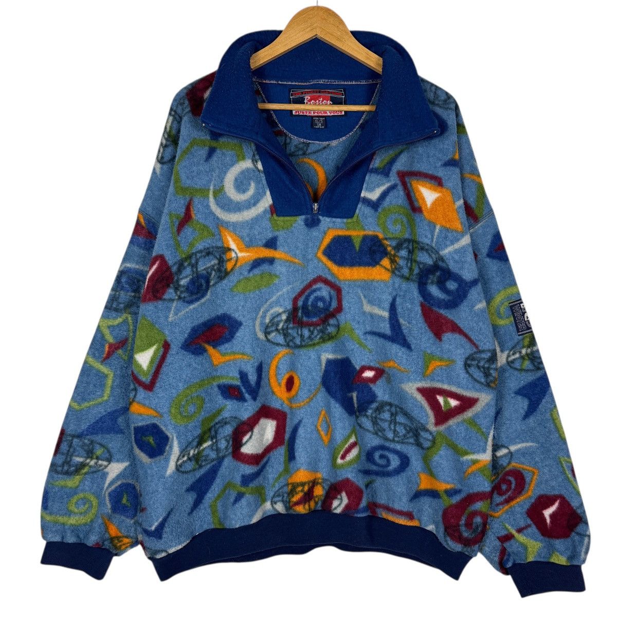 Japanese Brand 🔥 Boston Campany Printed Fleece Anorak HalfZipper Size US XL / EU 56 / 4 - 7 Thumbnail