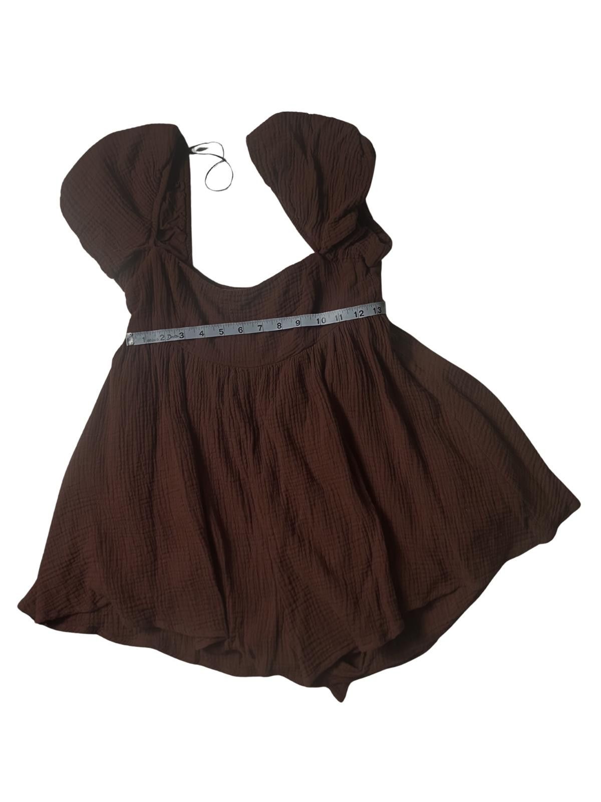 Other Princess Polly Brown Cotton Gauze Smocked Romper US 6 Size 28" / US 6 / IT 42 - 3 Thumbnail