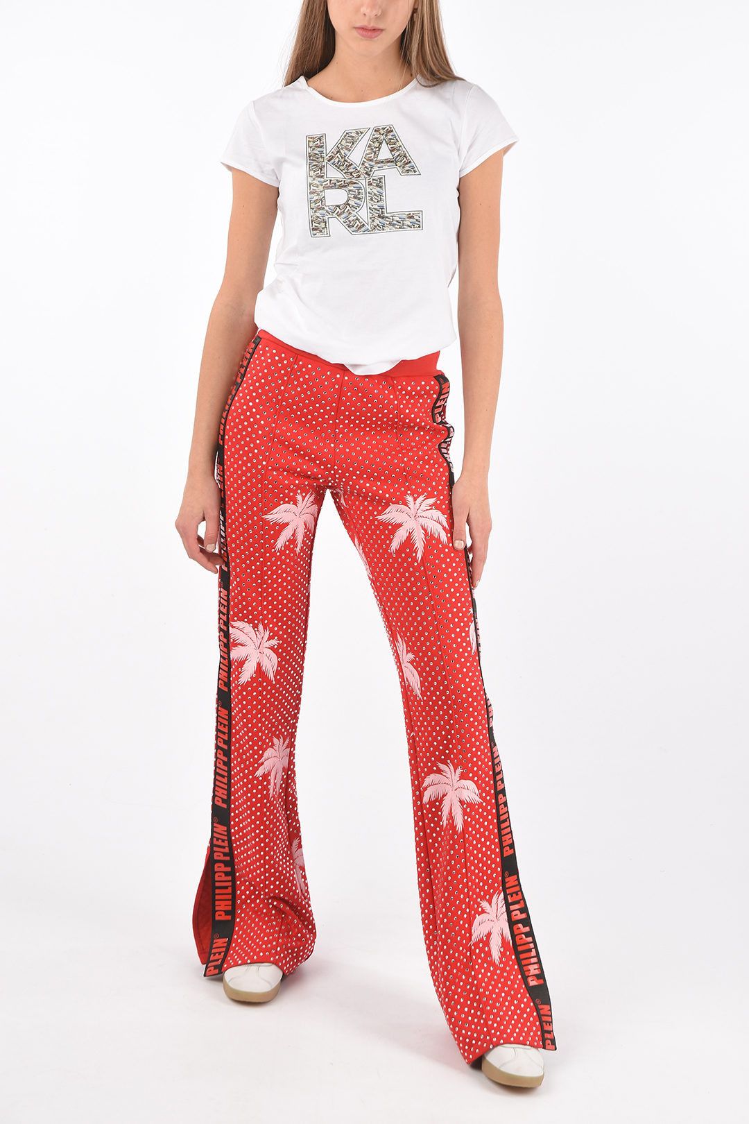 Philipp Plein og1mm0824 Rhinestone Embellished Jogging Bootcut Pants Size 28" / US 6 / IT 42 - 4 Thumbnail
