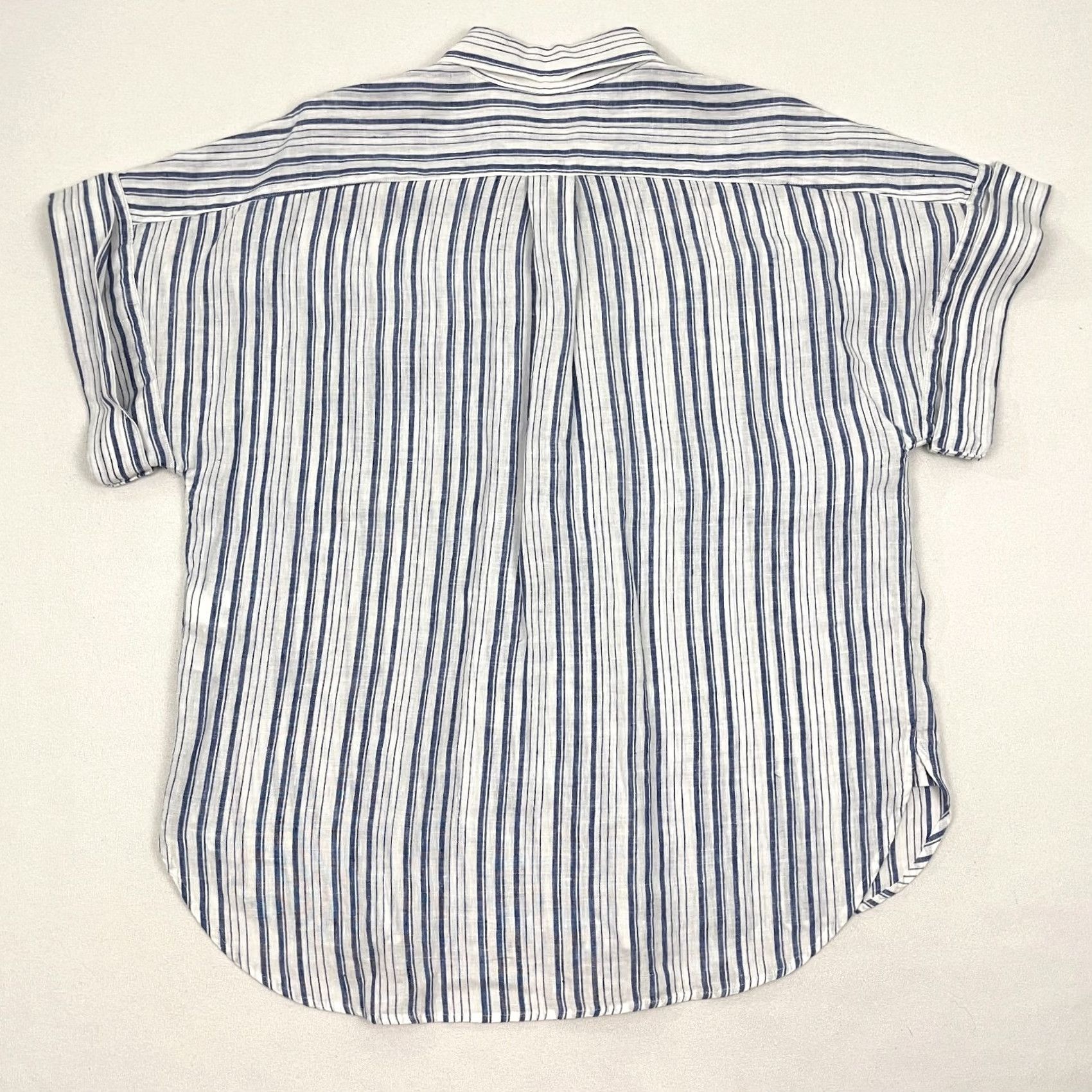 Polo Ralph Lauren VINTAGE Polo Ralph Lauren Blouse Womens L Oversized Popover Linen Blue White Beachy Prep Size L / US 10 / IT 46 - 7 Thumbnail