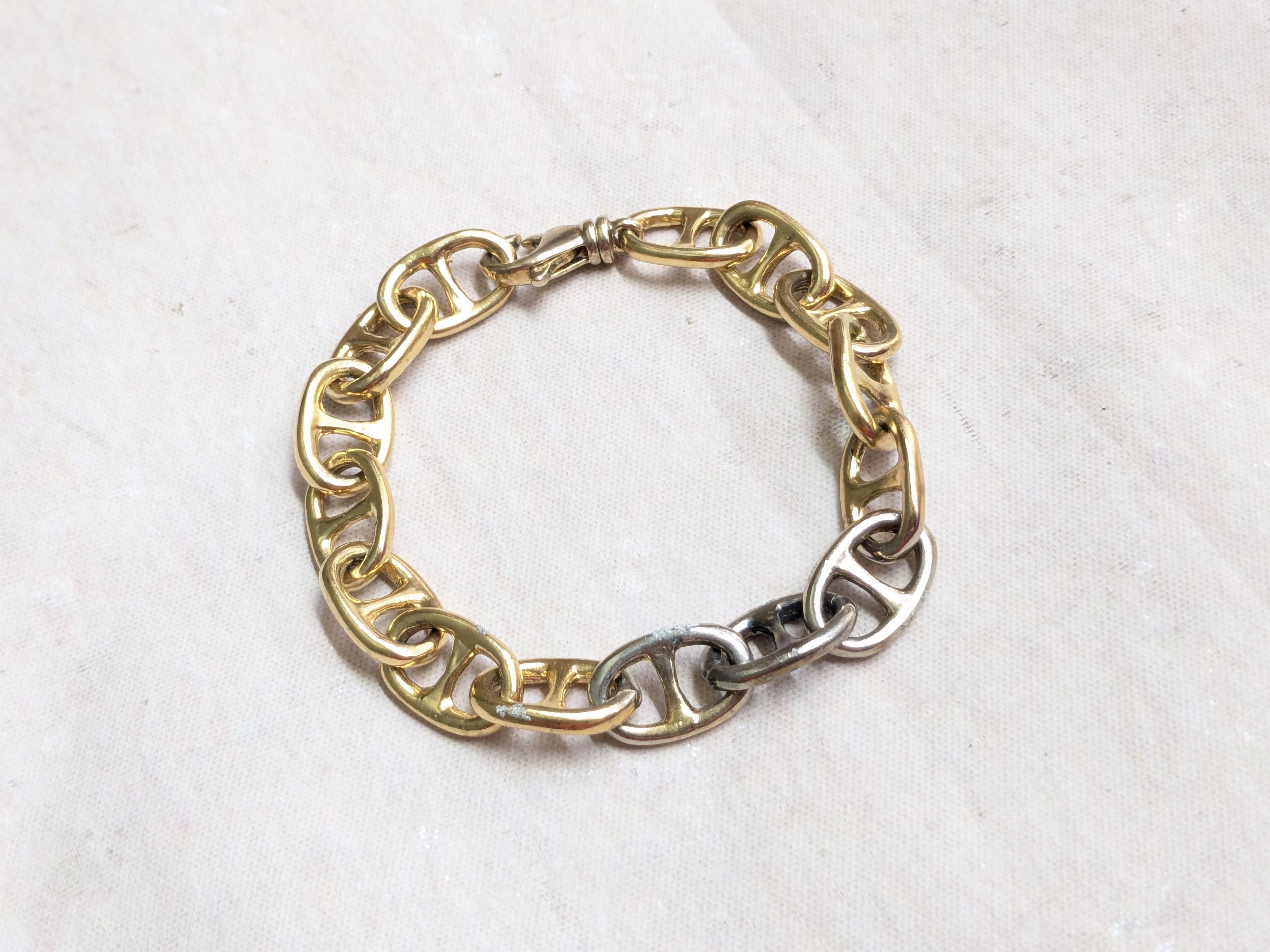 Jewelry Vintage Sterling Silver Bracelet Anchor Mariner Gold 7.25 Size ONE SIZE - 1 Thumbnail