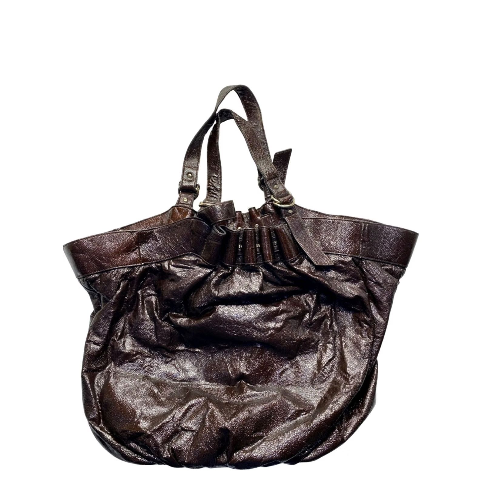 Loeffler Randall Loeffler Randall Tote Bag Brown with Dual Handles & Ruffle Detail Womens Bags Size ONE SIZE - 2 Thumbnail