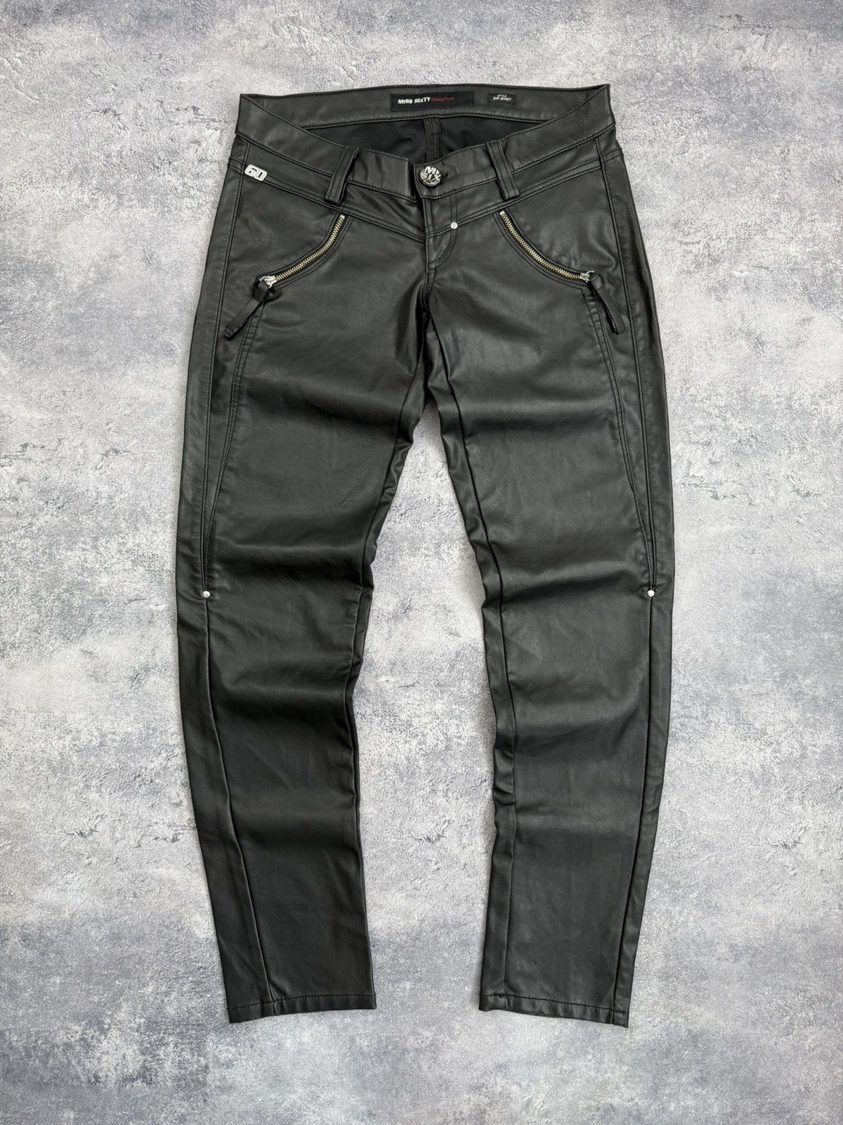 Miss Sixty Miss Sixty Faux Leather Pants Black Zip Shot Vintage Y2K Size 27" / US 4 / IT 40 - 3 Thumbnail