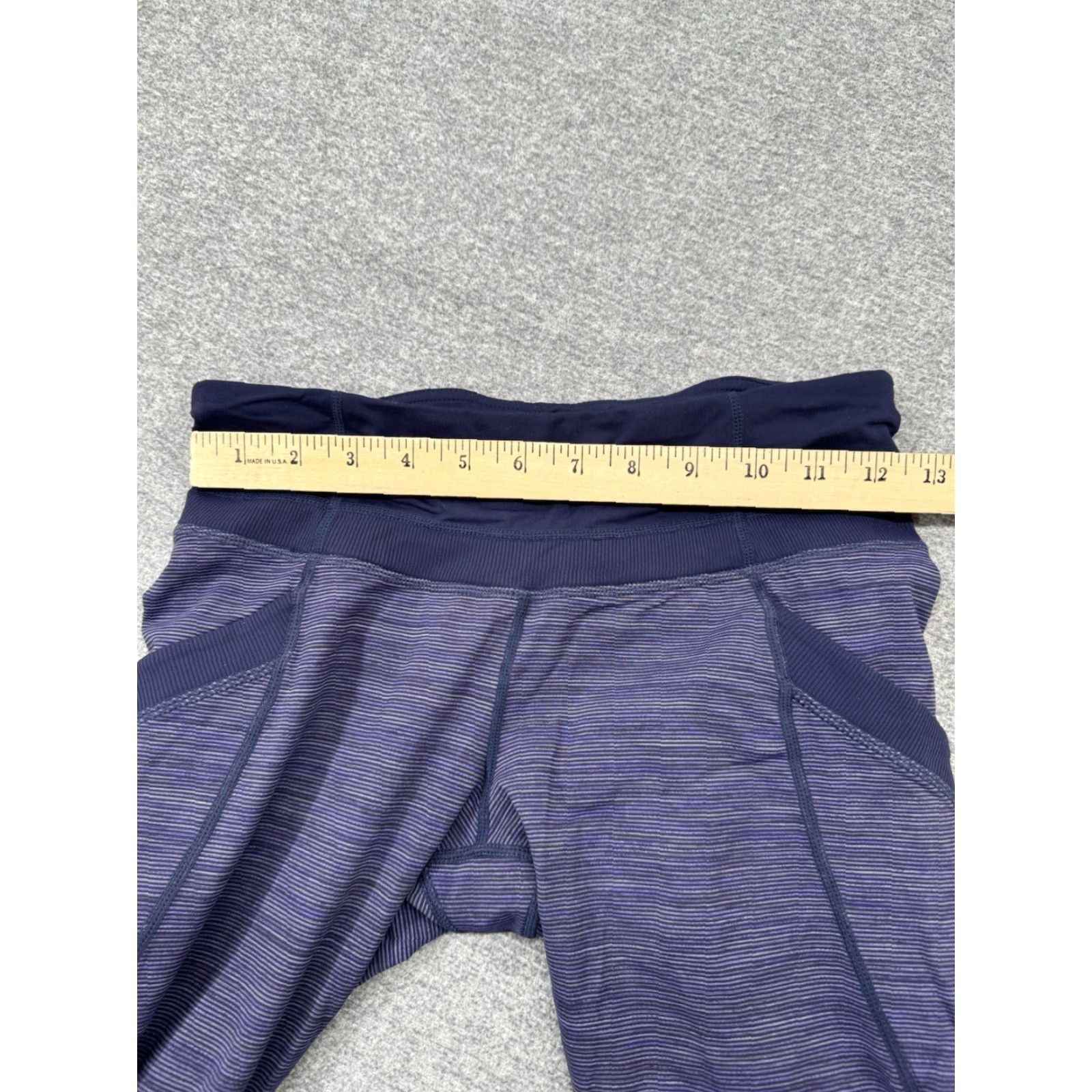 Lululemon Lululemon Leggings Chase Me Crop Size 6 Purple Blue 18” Striped Womens Size 28" / US 6 / IT 42 - 6 Thumbnail