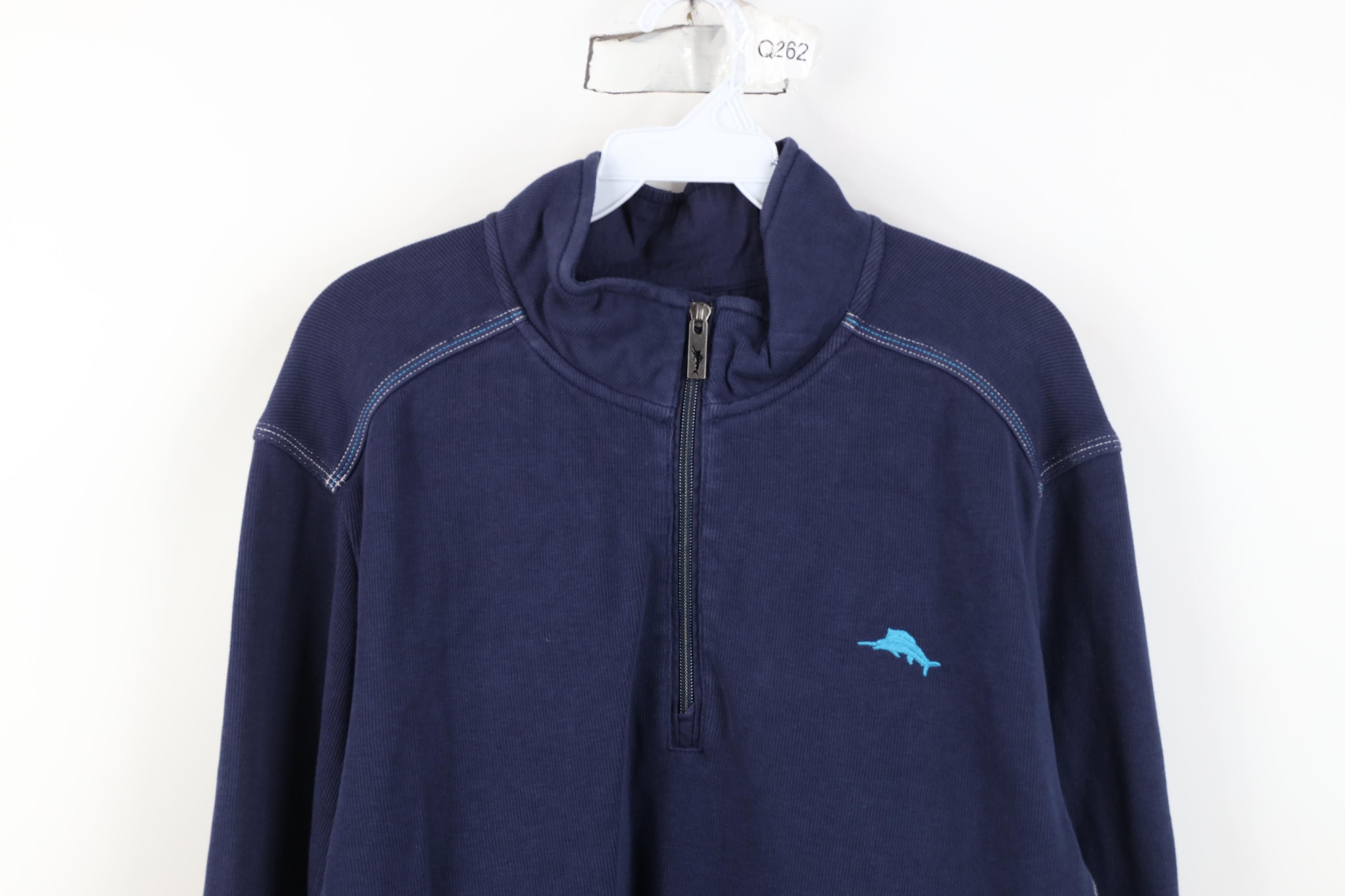 Tommy Bahama Tommy Bahama Ribbed Knit 1/4 Zip Pullover Sweater Blue Size US L / EU 52-54 / 3 - 2 Thumbnail