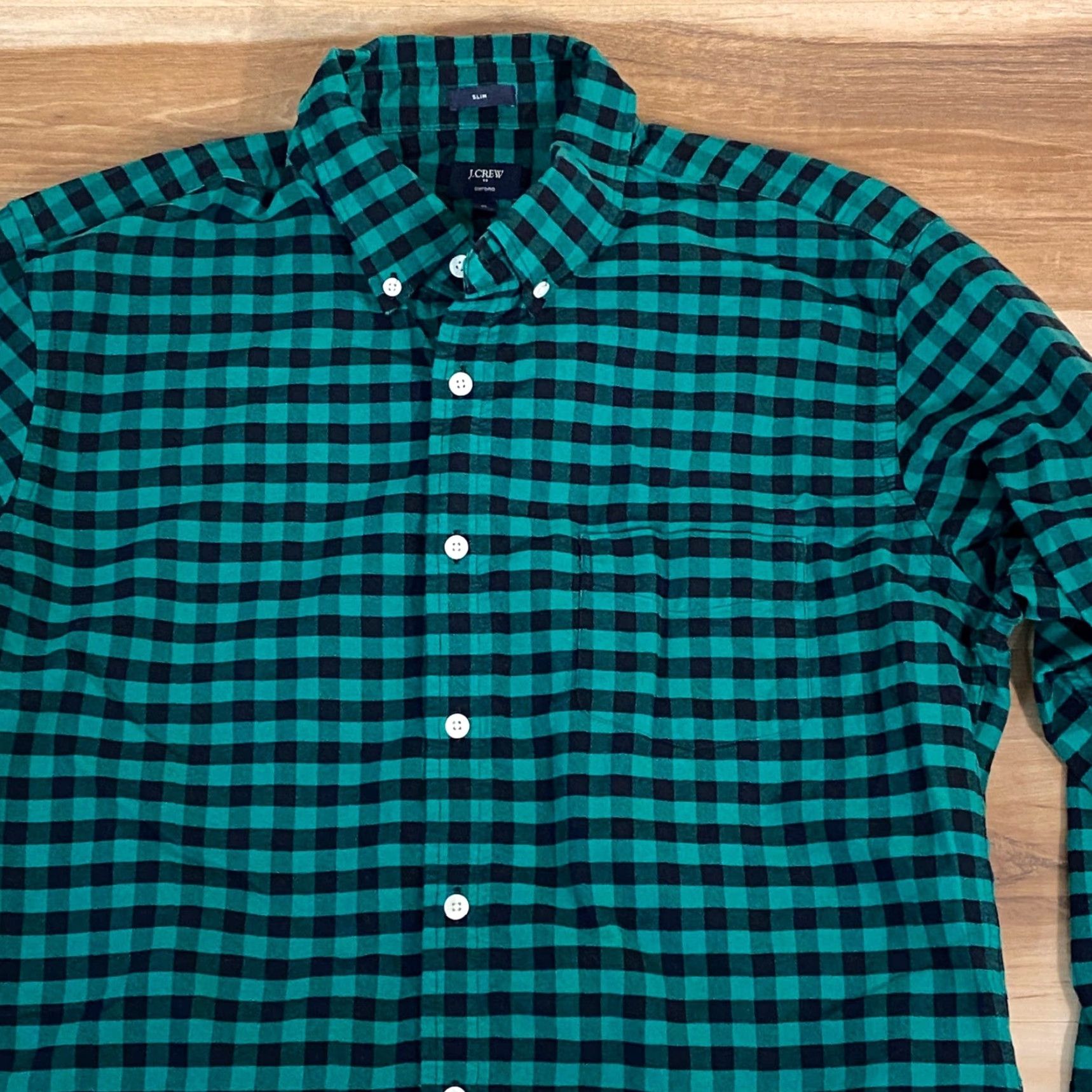J.Crew J.Crew Shirt Mens XL Slim Fit Oxford Buffalo Check Green Black Long Sleeve Size US XL / EU 56 / 4 - 3 Thumbnail