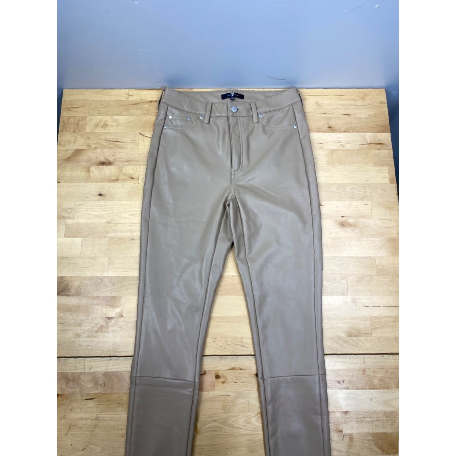 7 For All Mankind 7 For All Mankind Jeans Womens Faux Leather Beige S Casual Straight Pant Size 28" / US 6 / IT 42 - 2 Thumbnail